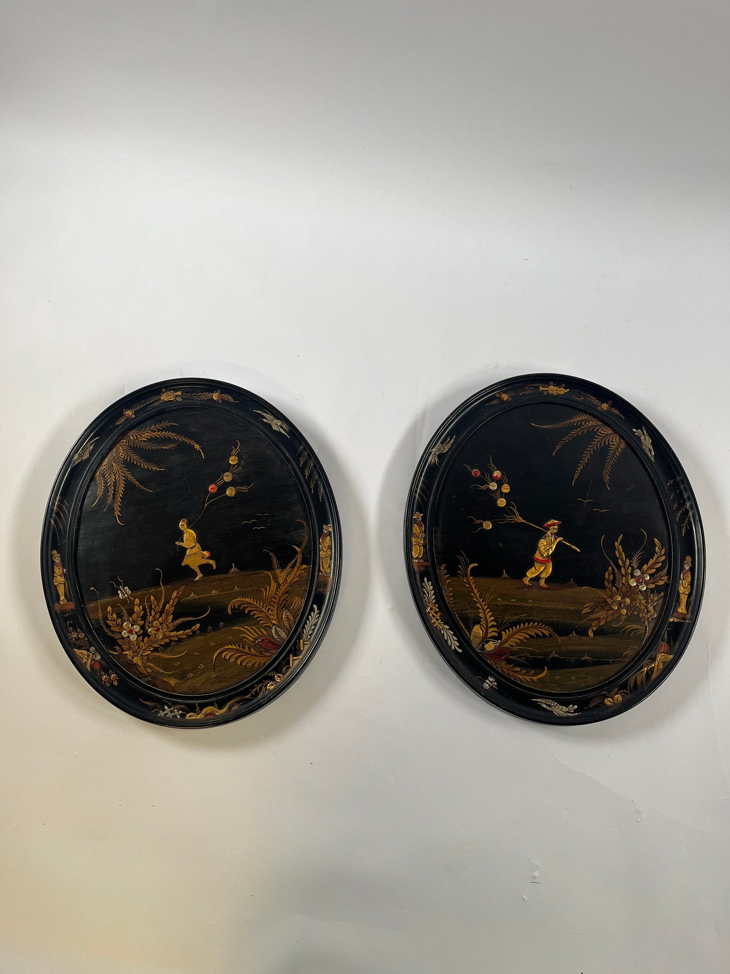Pair of Chinoiserie Lacquered Panels