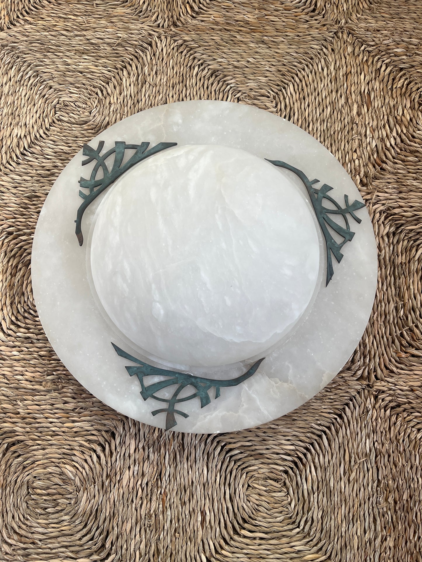 Art Deco Revival Carved Alabaster Plafonnier