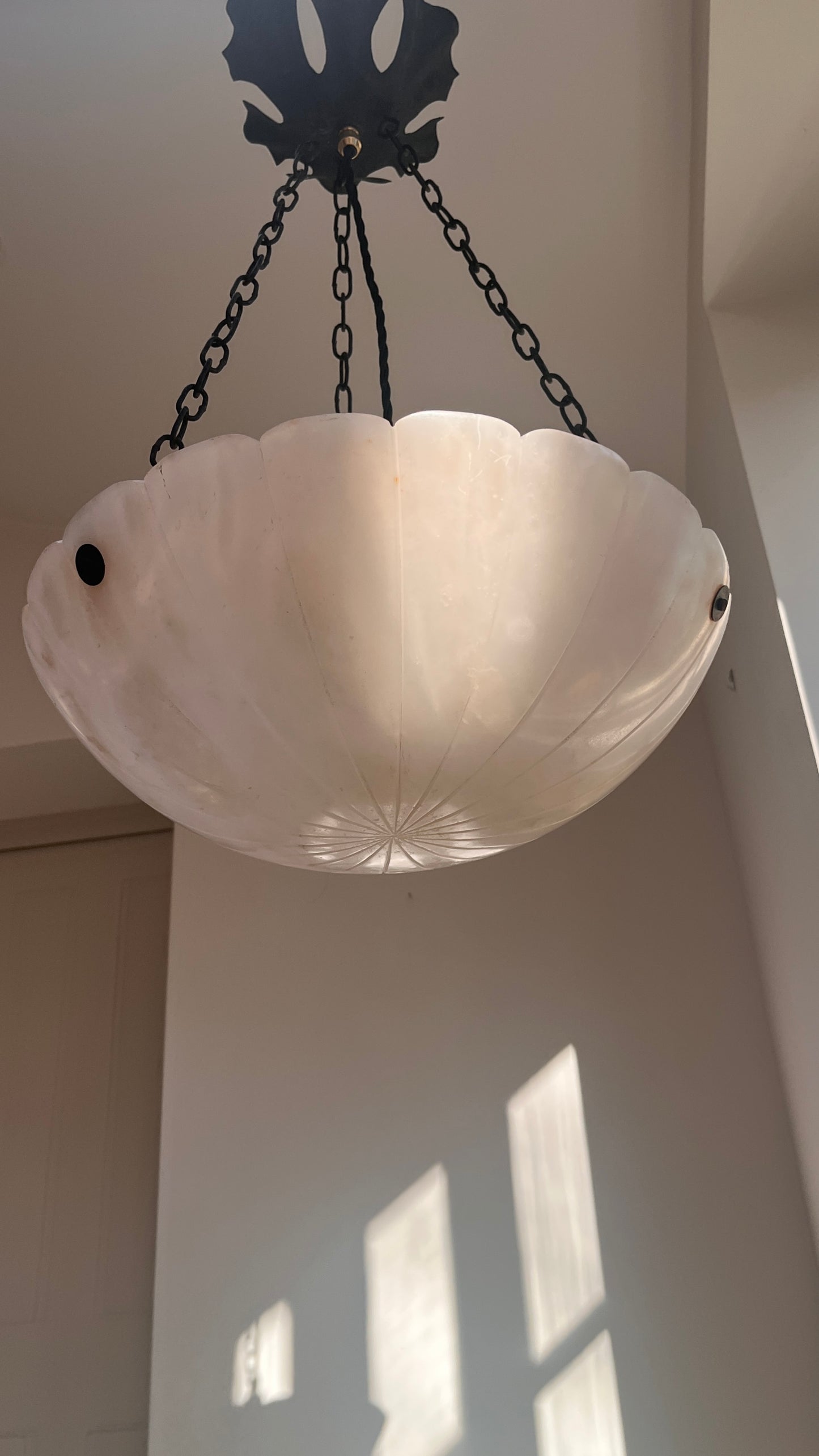 Antique French Alabaster Plafonnier