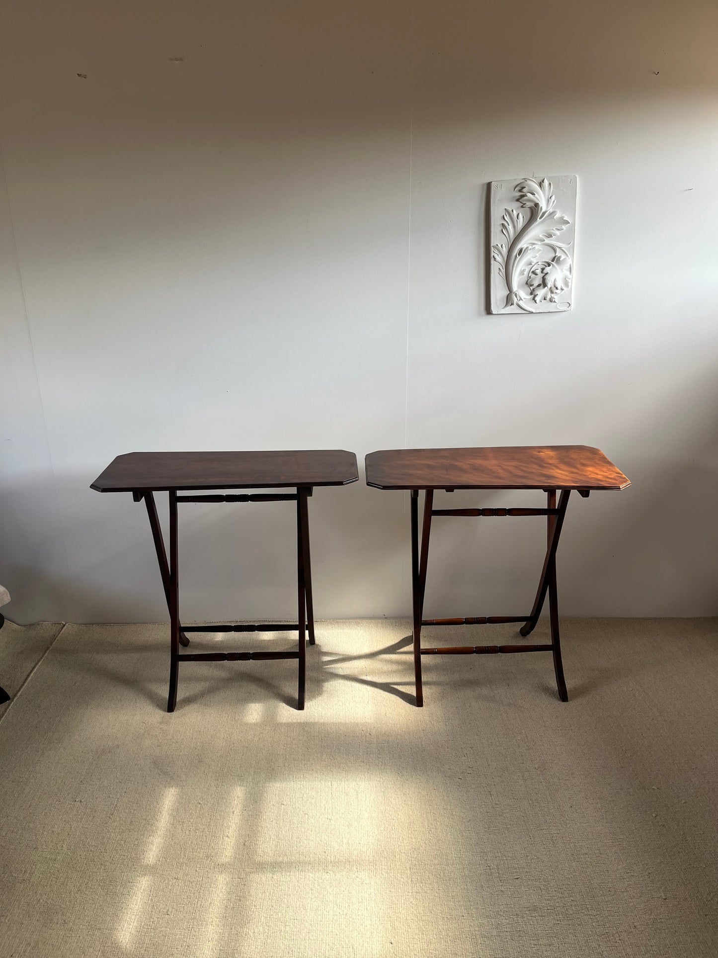 Pair of Edwardian Mahogany Folding Coaching Tables, c.1900