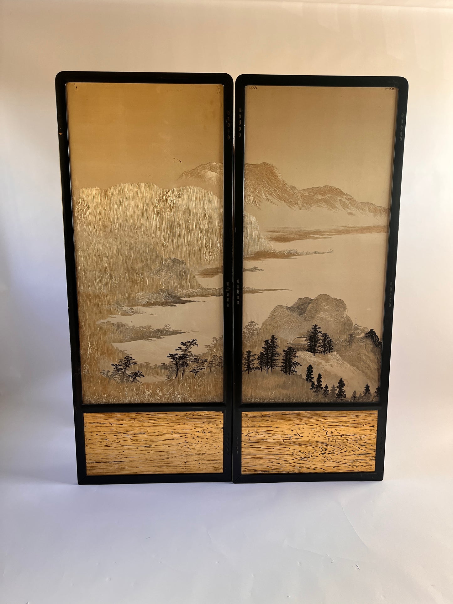 Set of Four Japanese Embroidered Silk Panels (1850-1880)