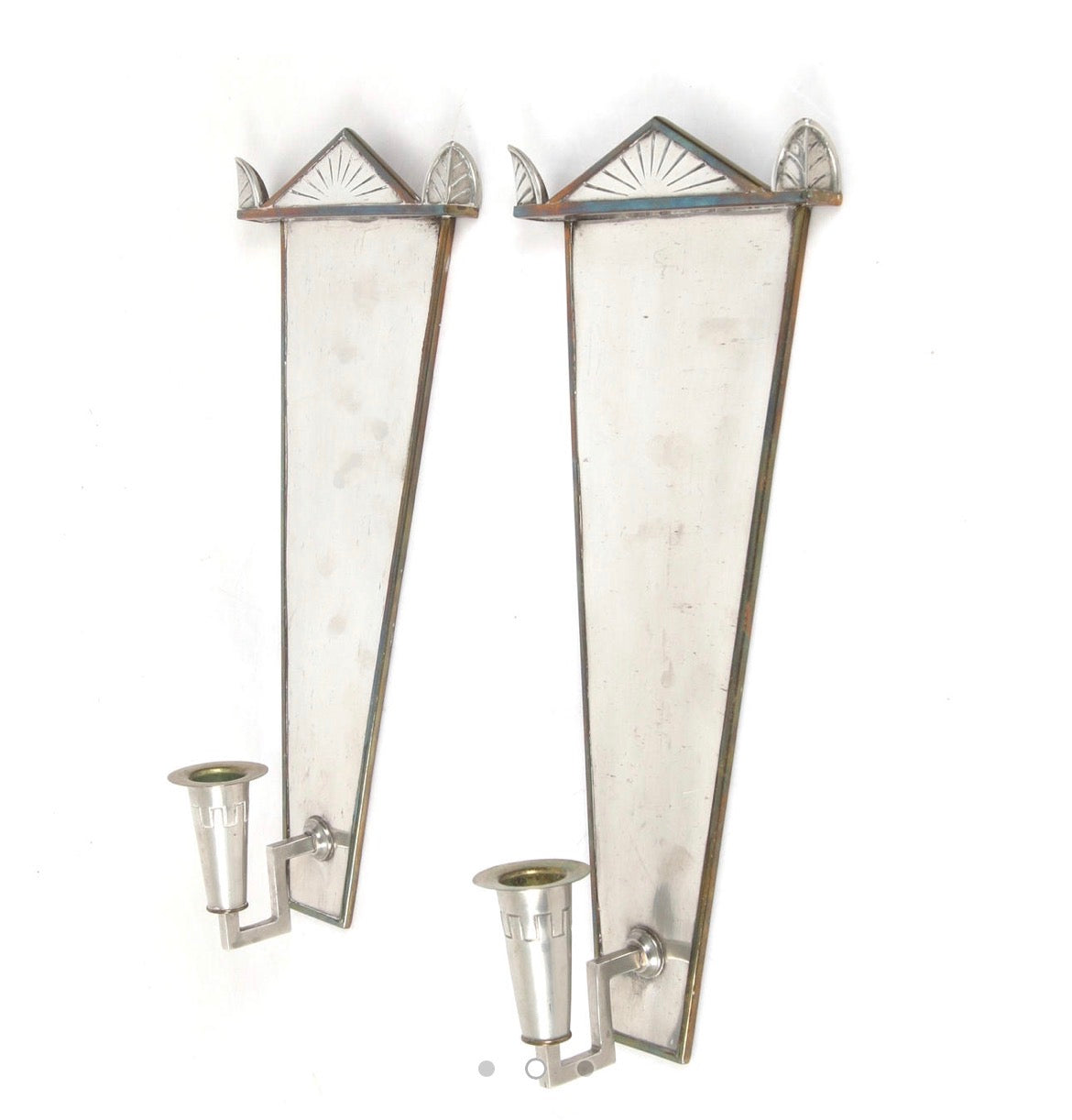 Pair of Swedish Art Deco Pewter Candle Sconces