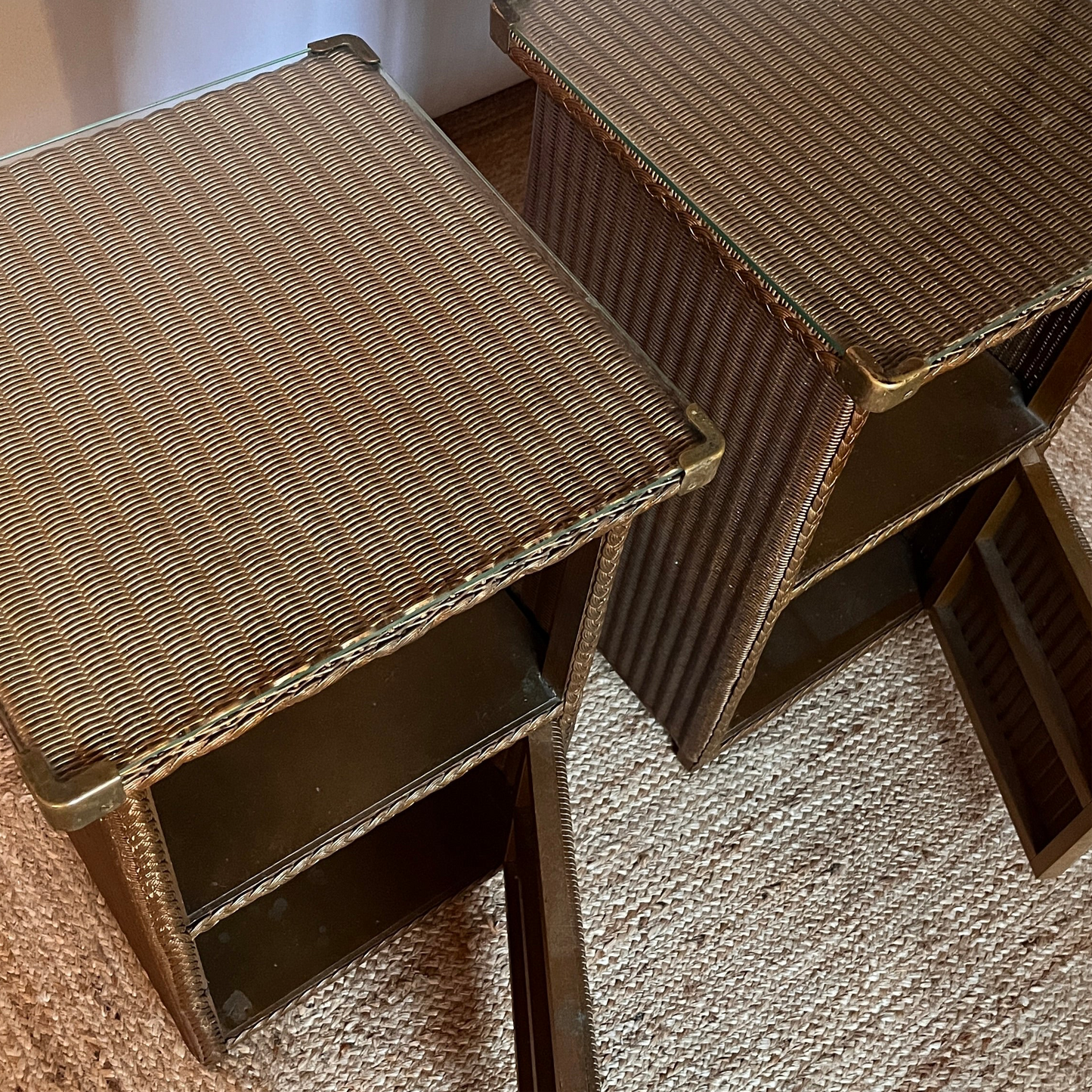 Pair of Mid-Century Woven Cabinets By Lloyd Loom
