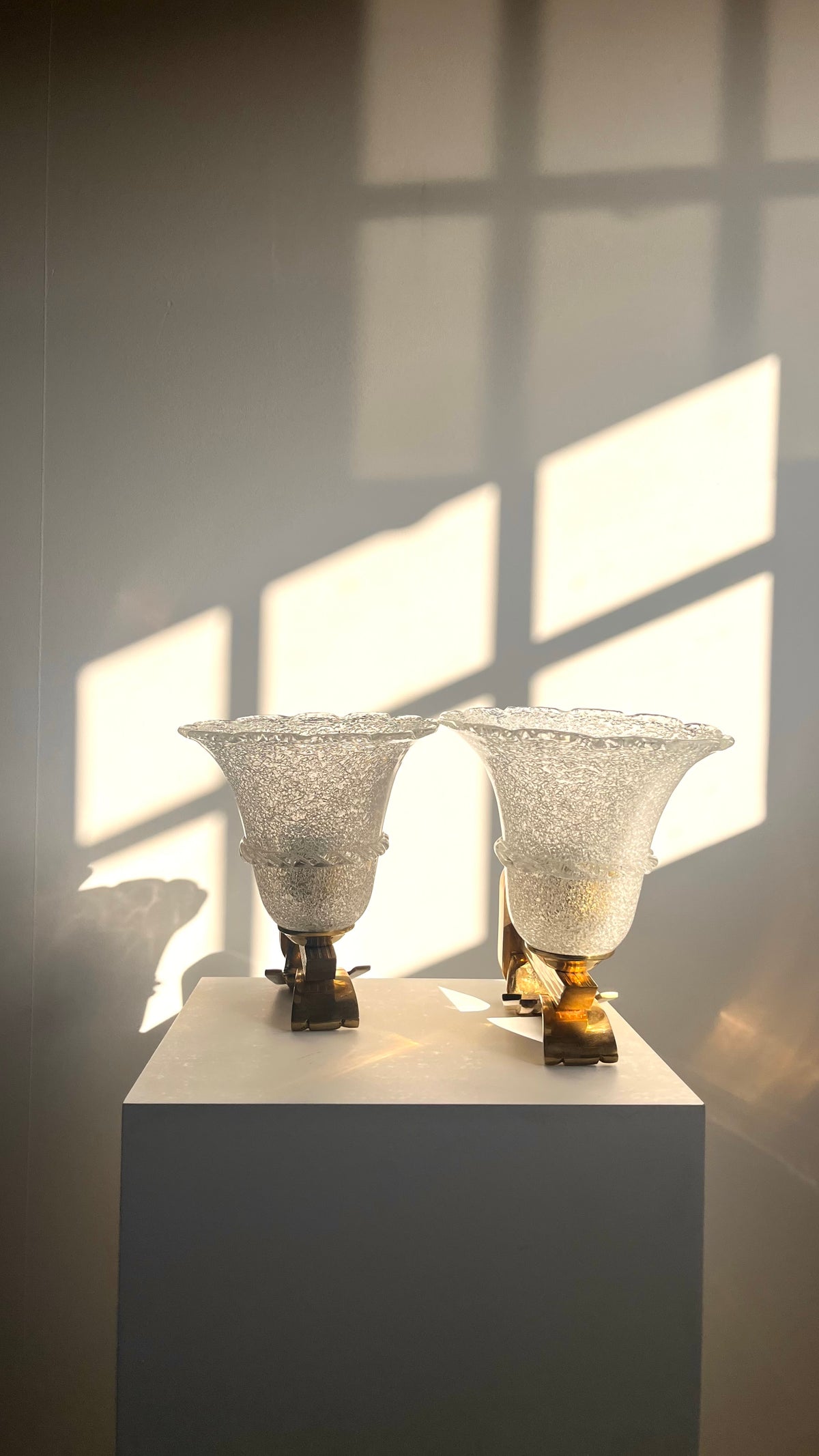 Pair of Italian Murano Pulegoso Wall Sconces, 1940s–50s