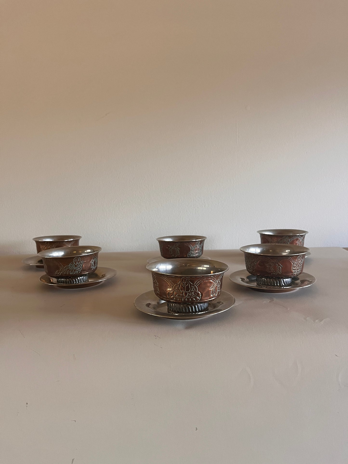 Set of 6 Vintage Tibetan Tea Bowls