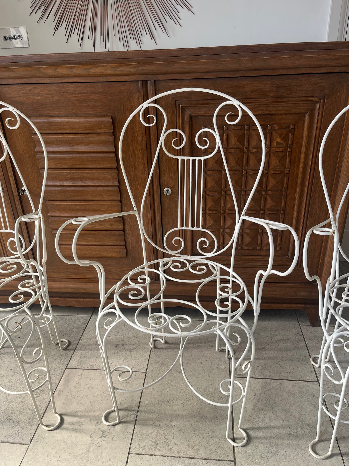 Set of Four Mid-Century Italian Wrought Iron Garden Chairs