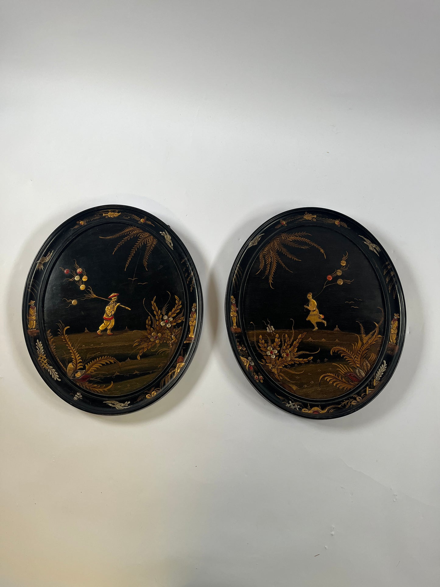 Pair of Chinoiserie Lacquered Panels