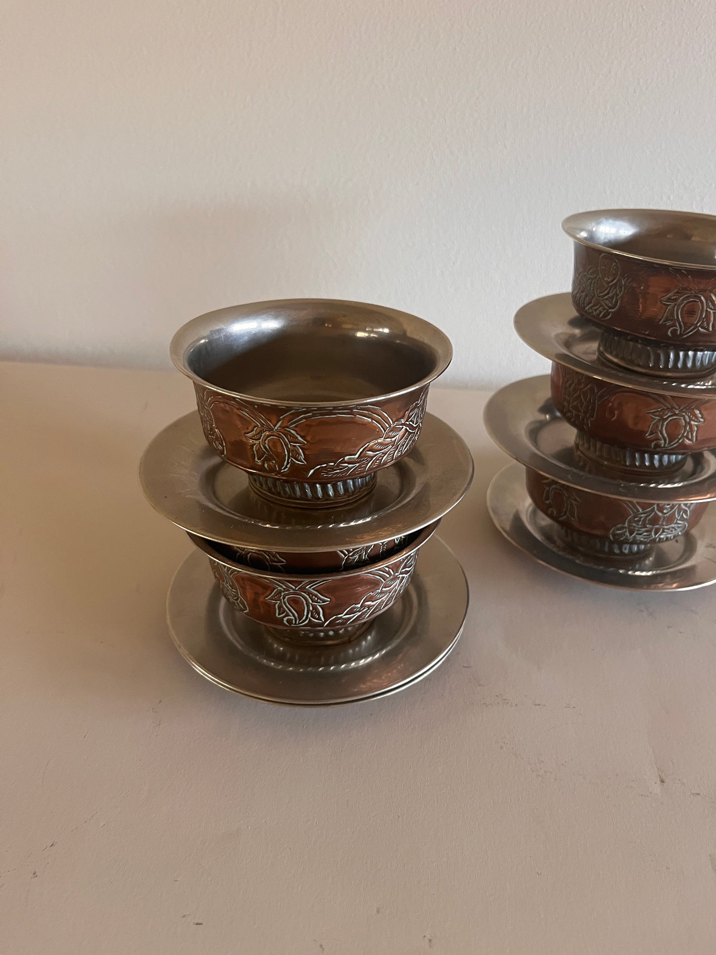 Set of 6 Vintage Tibetan Tea Bowls
