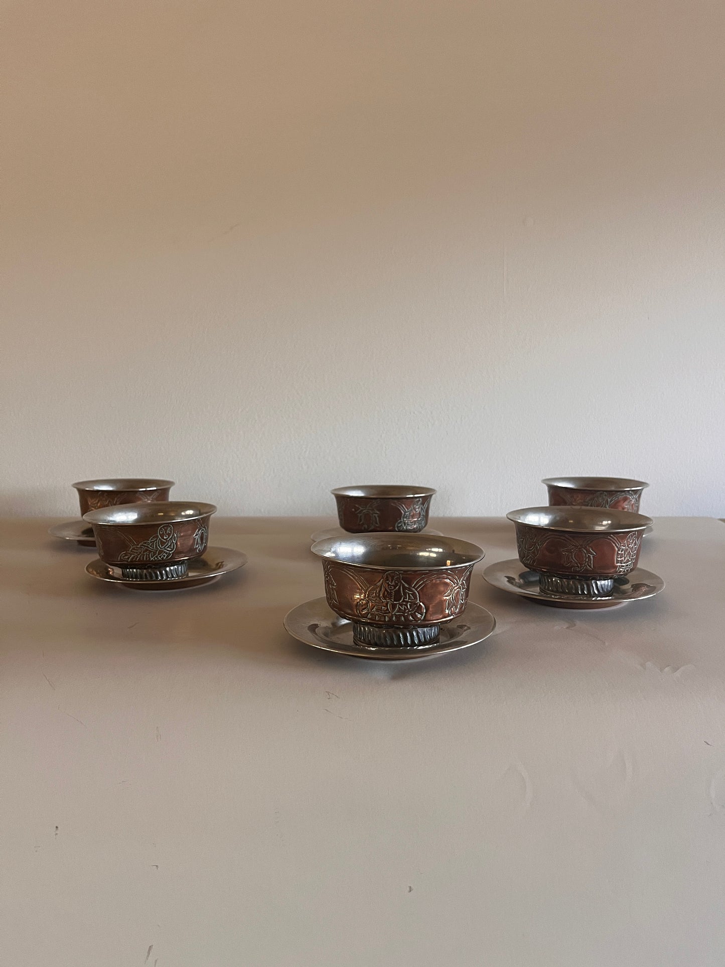 Set of 6 Vintage Tibetan Tea Bowls