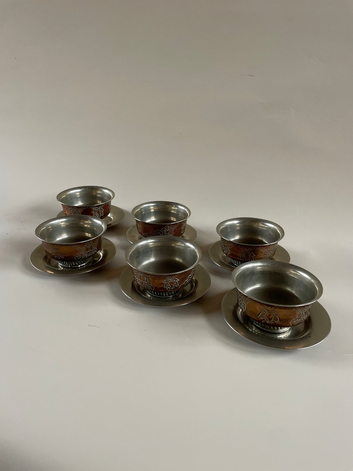 Set of 6 Vintage Tibetan Tea Bowls