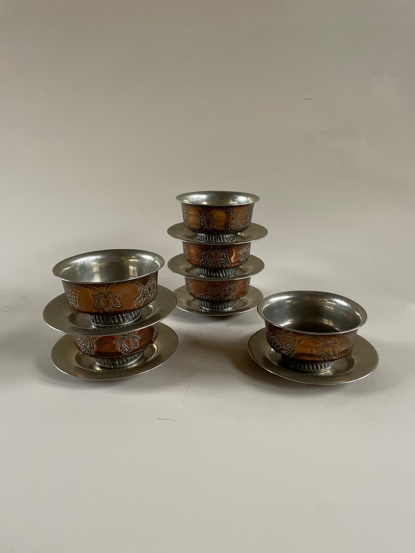 Set of 6 Vintage Tibetan Tea Bowls