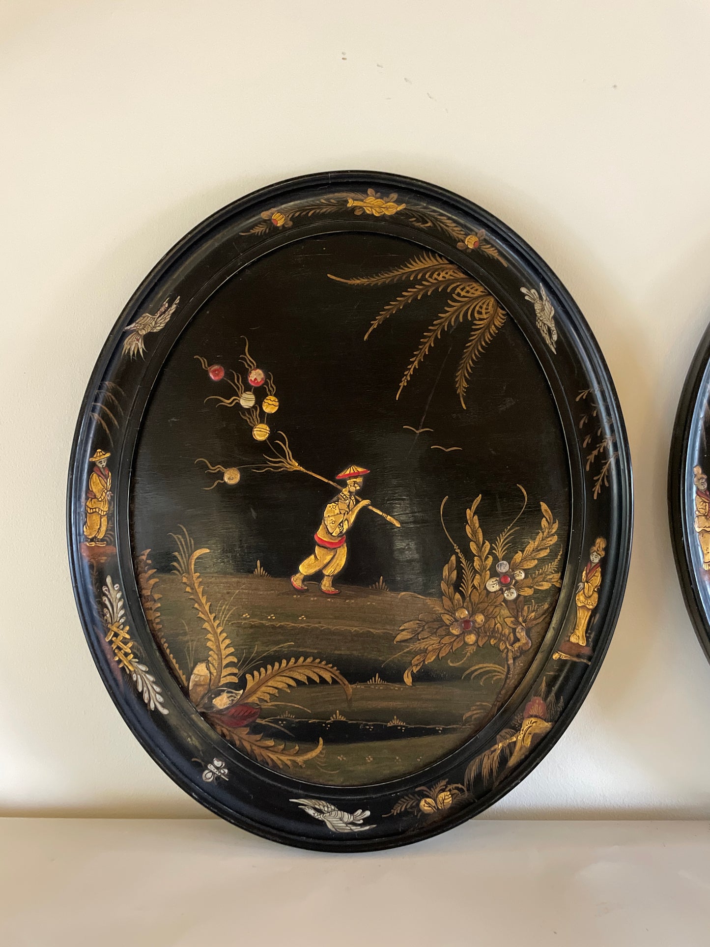 Pair of Chinoiserie Lacquered Panels