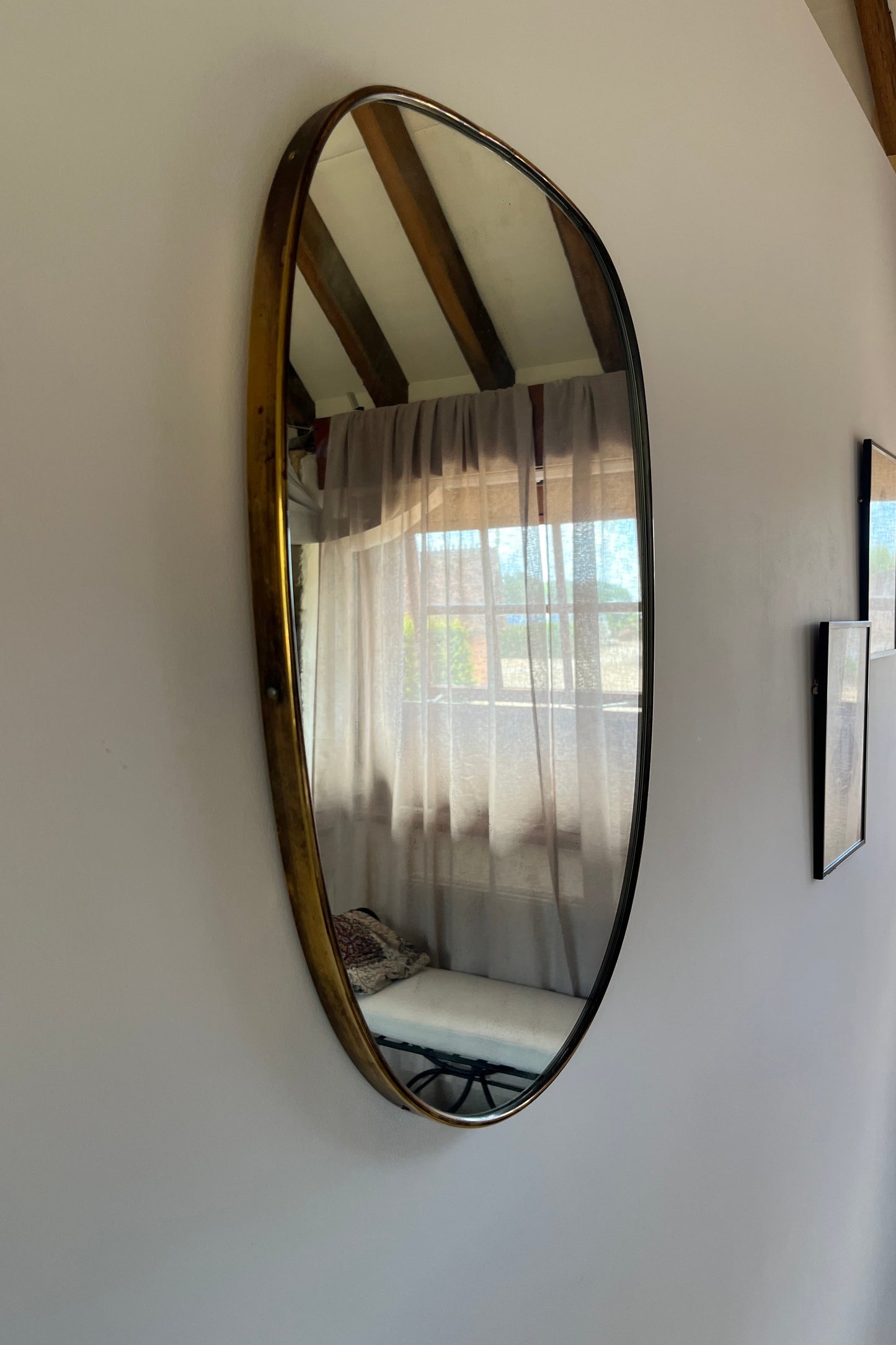 Mid-Century Italian Brass Shield Mirror