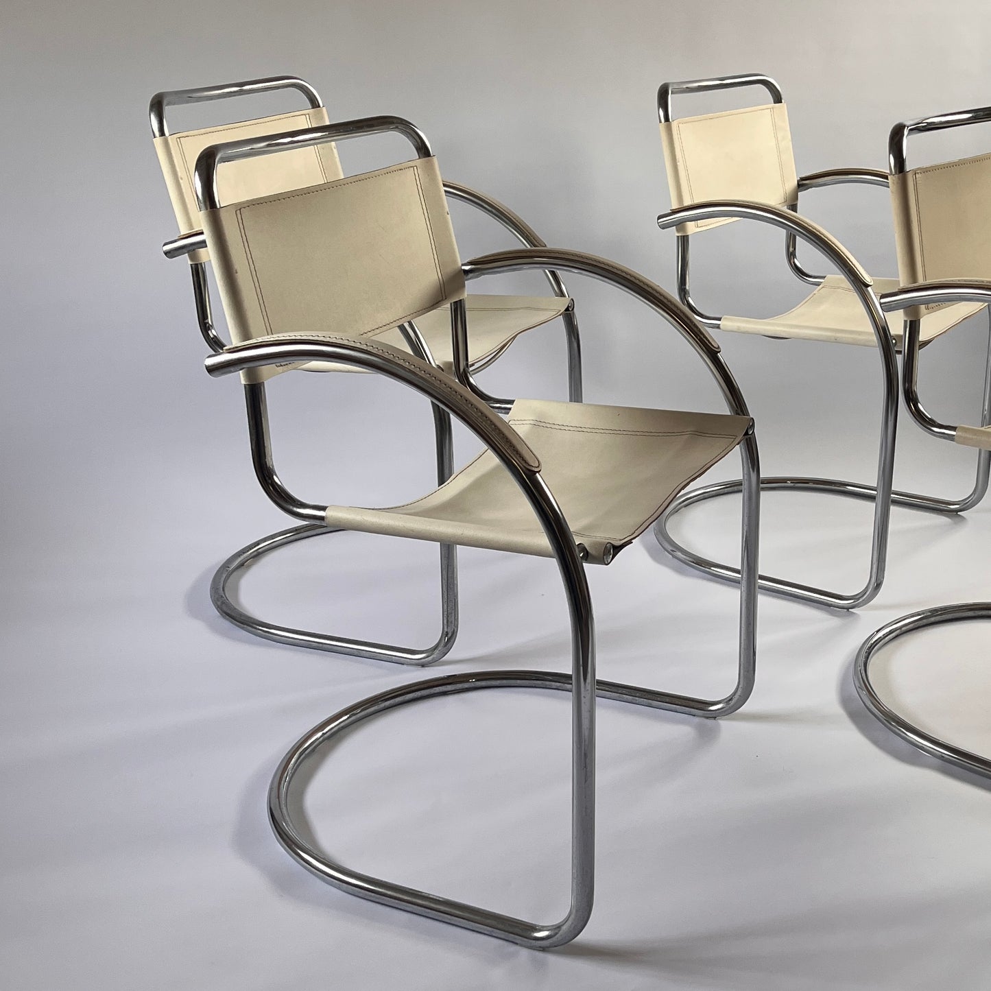 Mid-century Italian Chrome and Leather Chairs