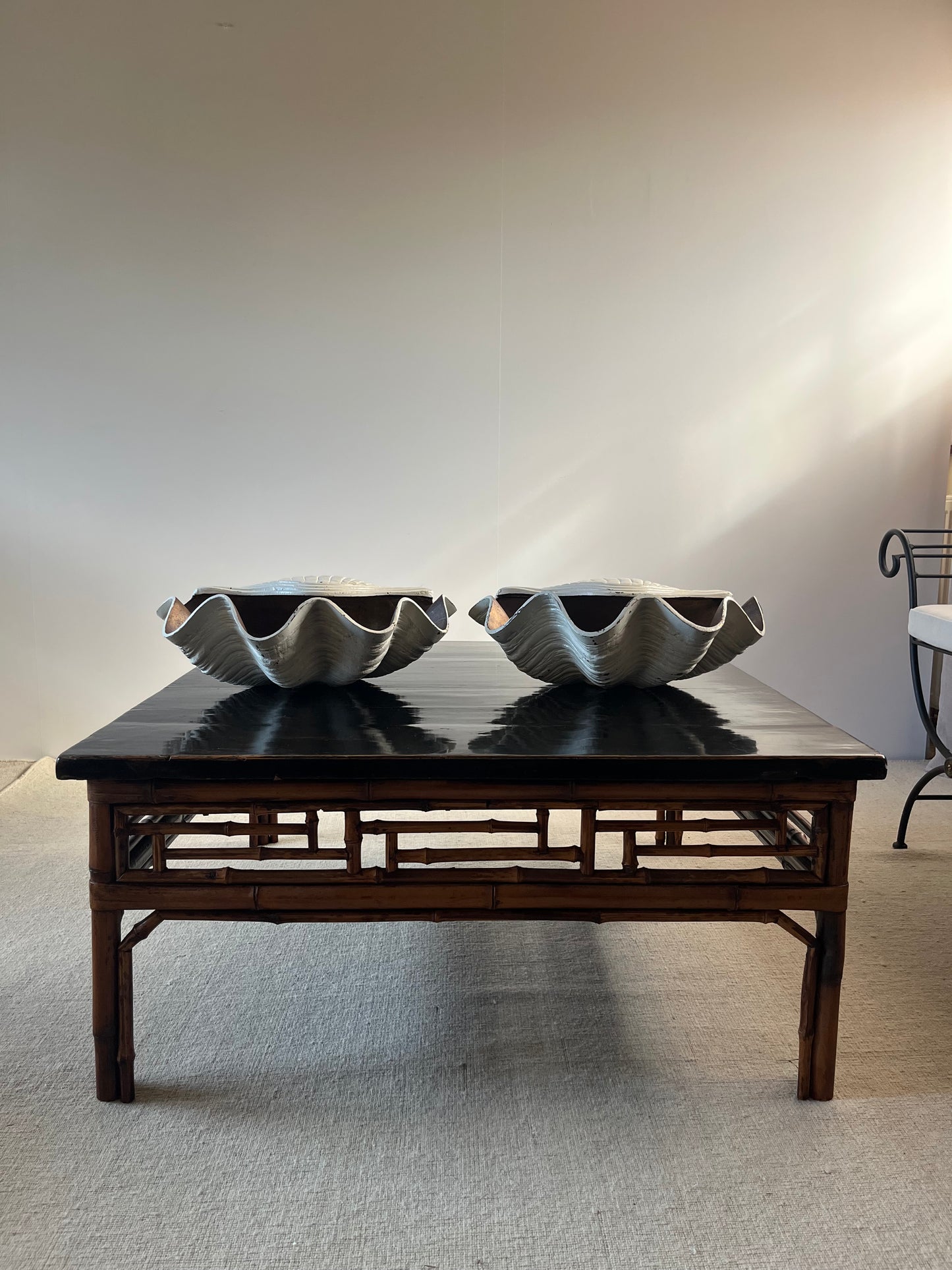 Mid-Century Lacquered Bamboo Coffee Table