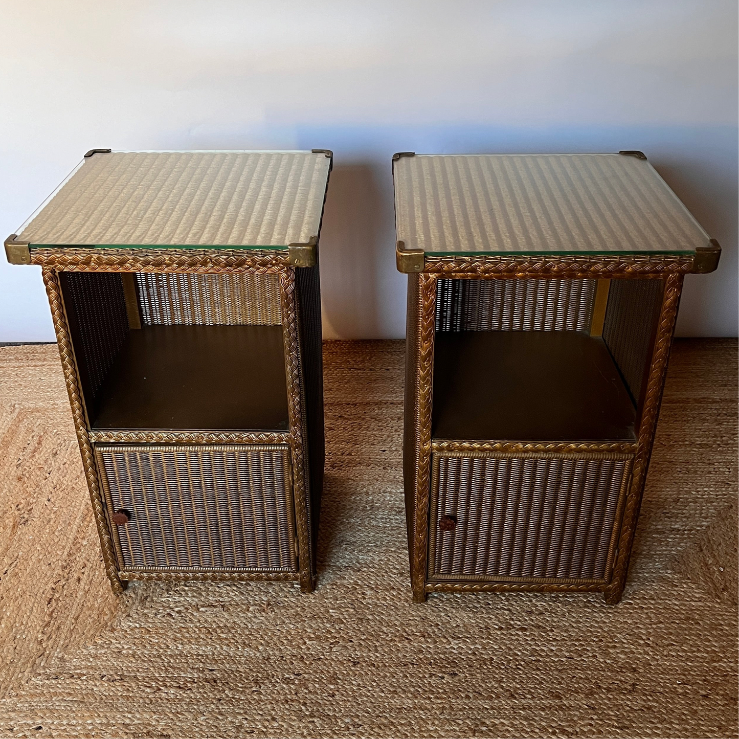 Pair of Mid-Century Woven Cabinets By Lloyd Loom