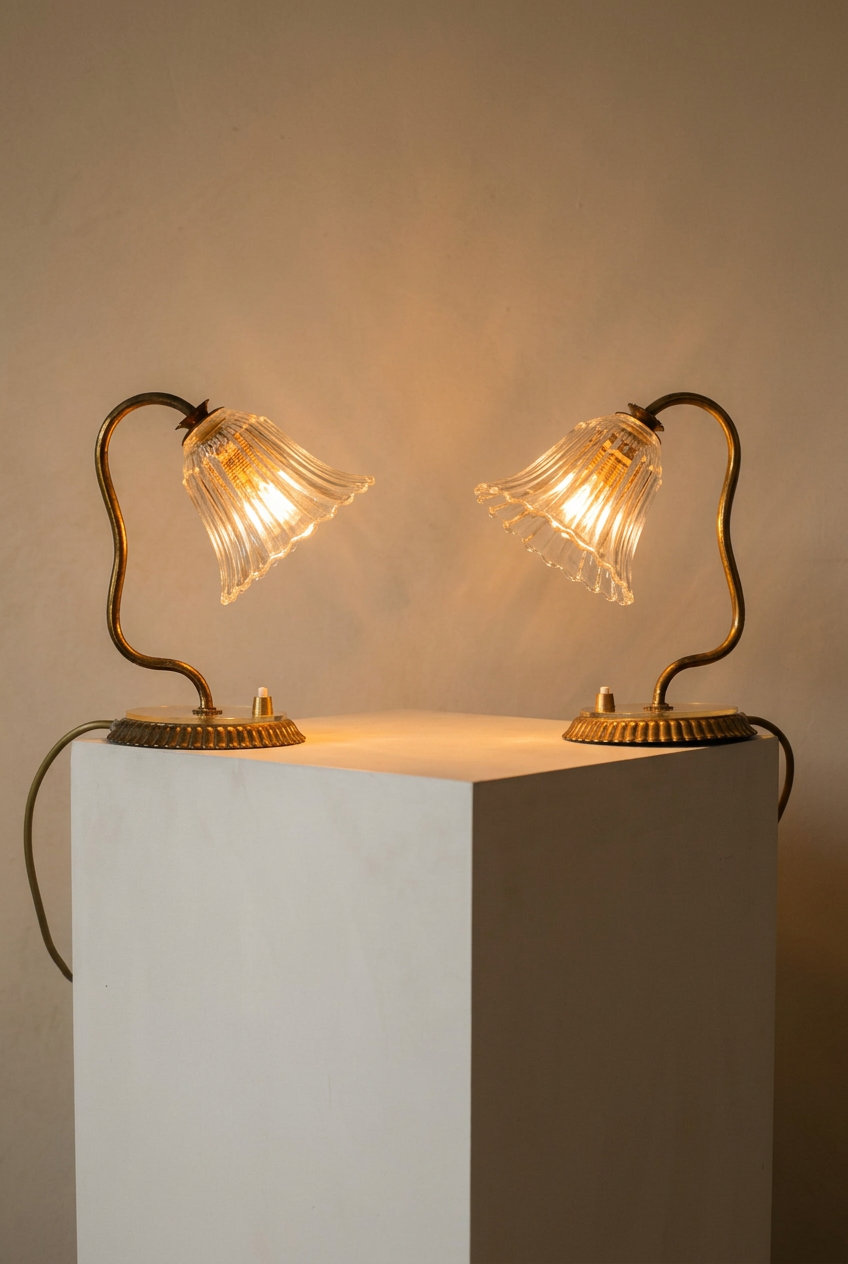 Pair of Murano Glass Wall Table Lamps