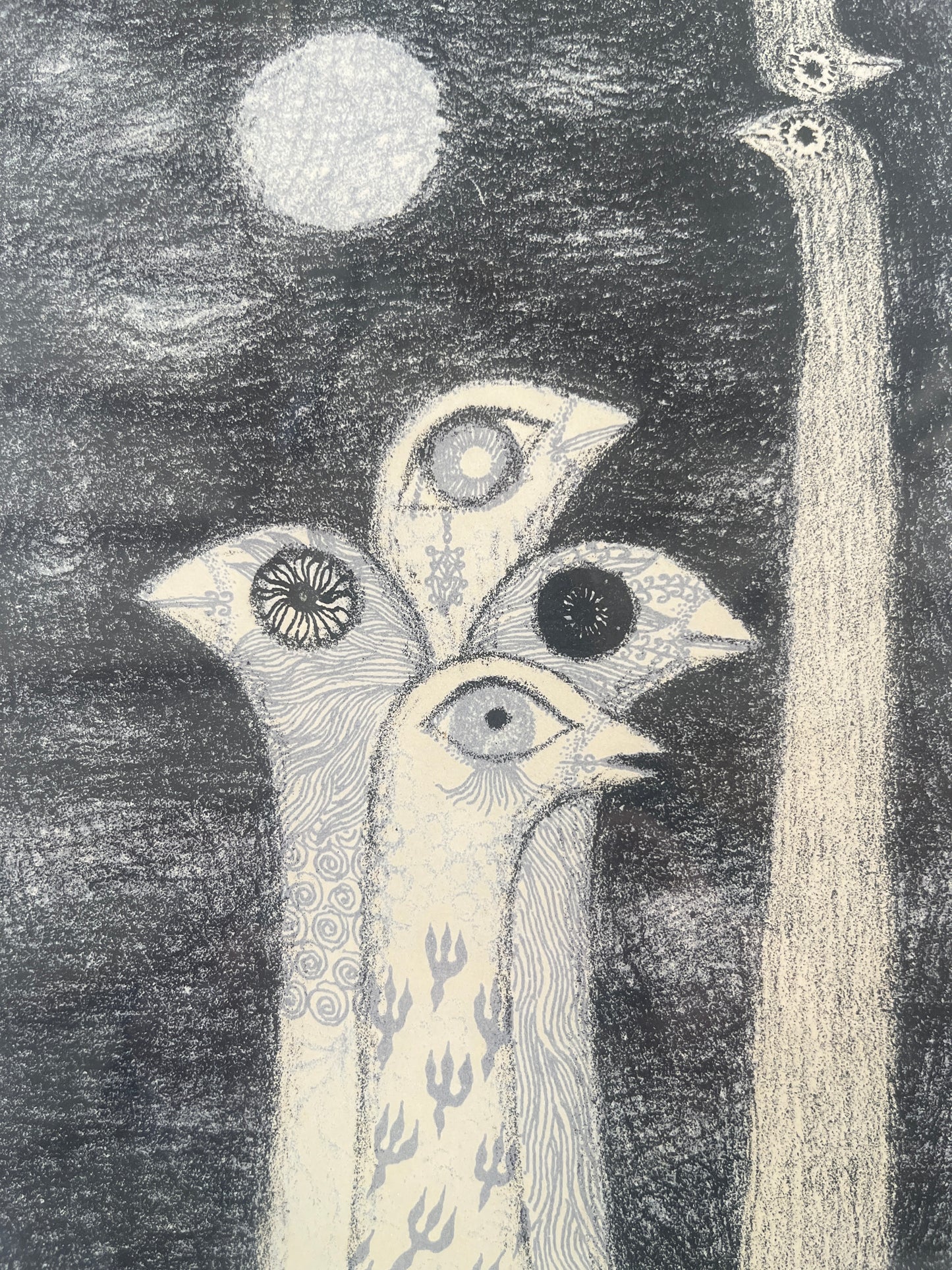 MAX WALTER SVANBERG. Composition with birds, lithograph.