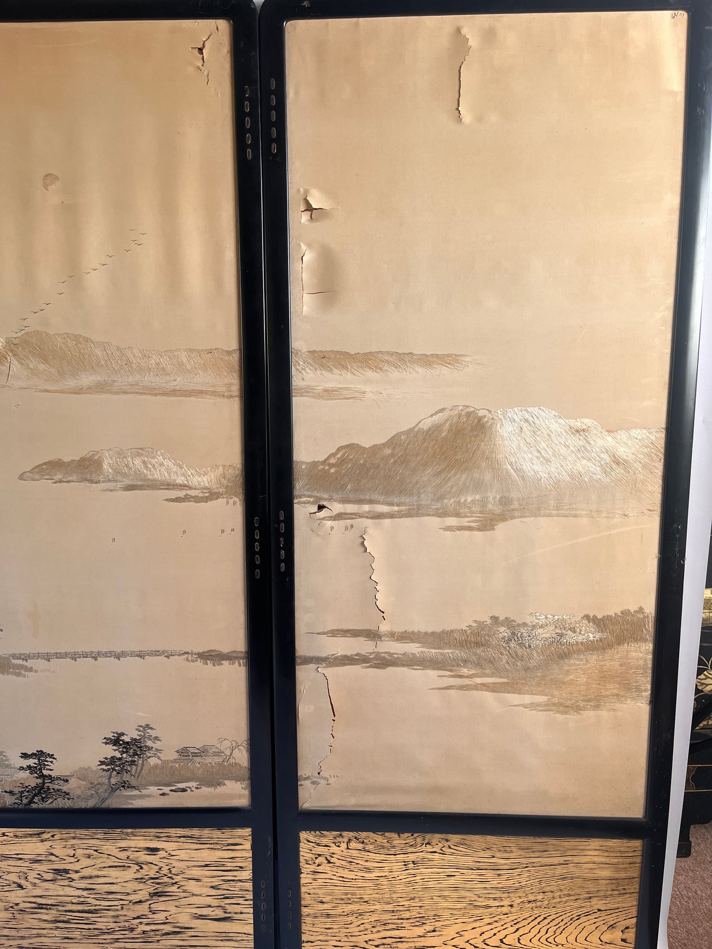 Set of Four Japanese Embroidered Silk Panels (1850-1880)