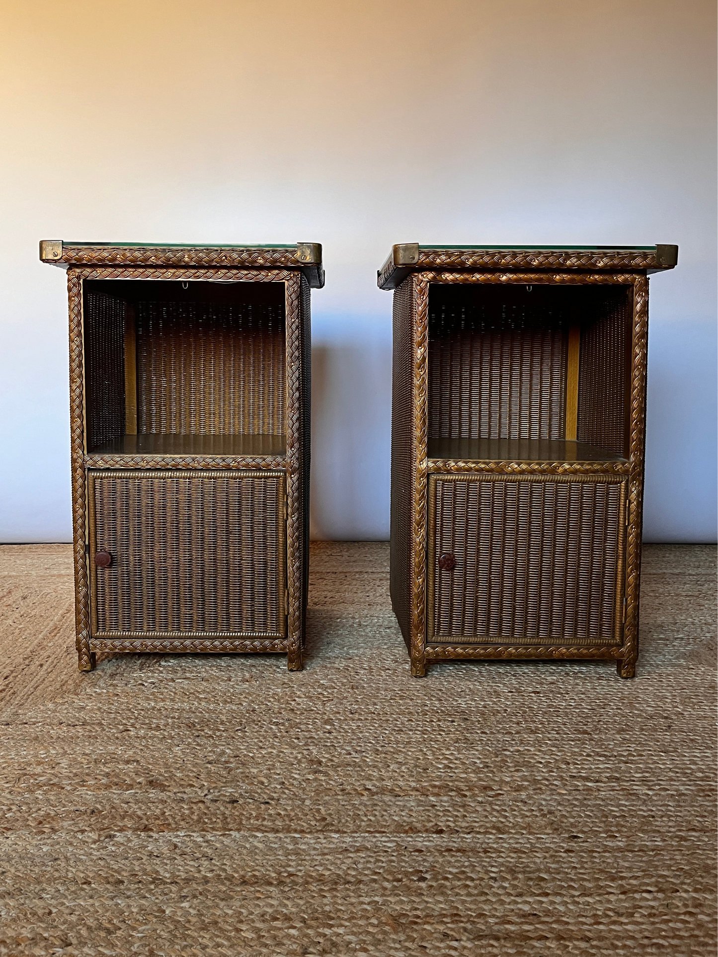 Pair of Mid-Century Woven Cabinets By Lloyd Loom