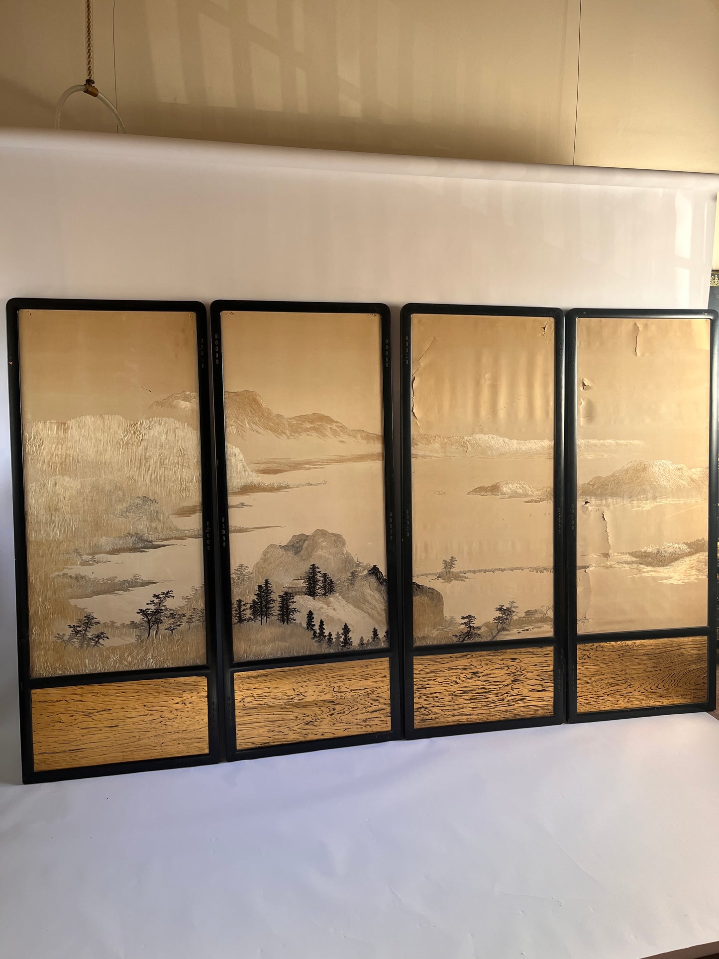 Set of Four Japanese Embroidered Silk Panels (1850-1880)