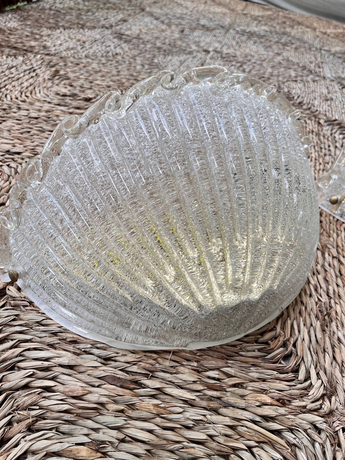 Large Pair of Murano 'Graniglia' Glass Scalloped Wall Lights