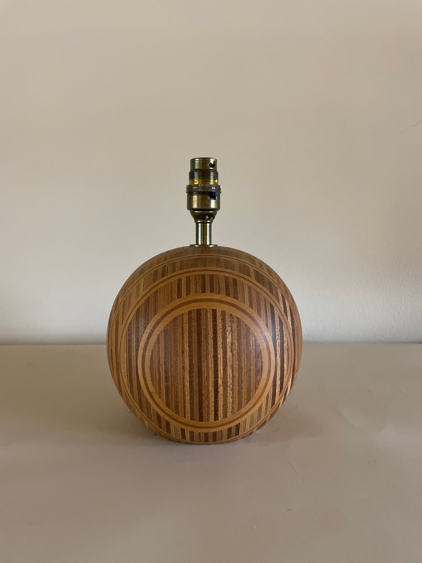 Vintage Turned Wood Lamp With Boucle Shade