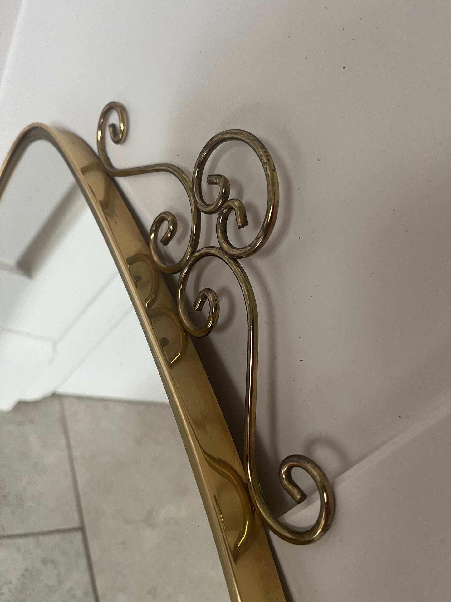 Decorative Mid-Century Brass Shield Mirror