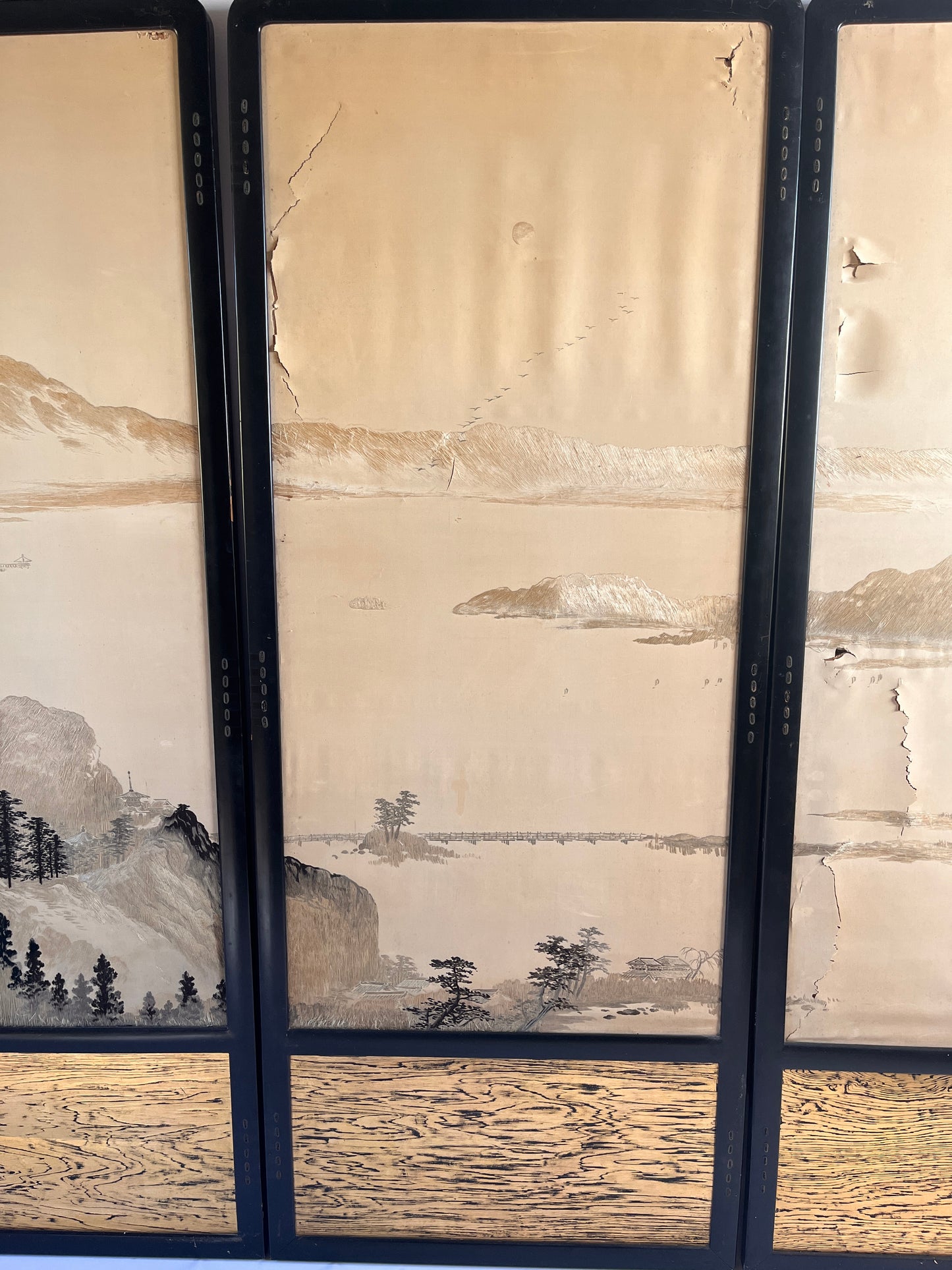 Set of Four Japanese Embroidered Silk Panels (1850-1880)
