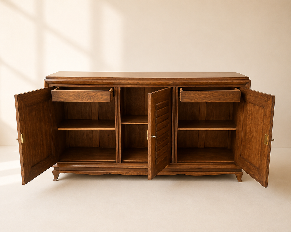 Mid-Century French Oak Sideboard in the Manner of Charles Dudouyt