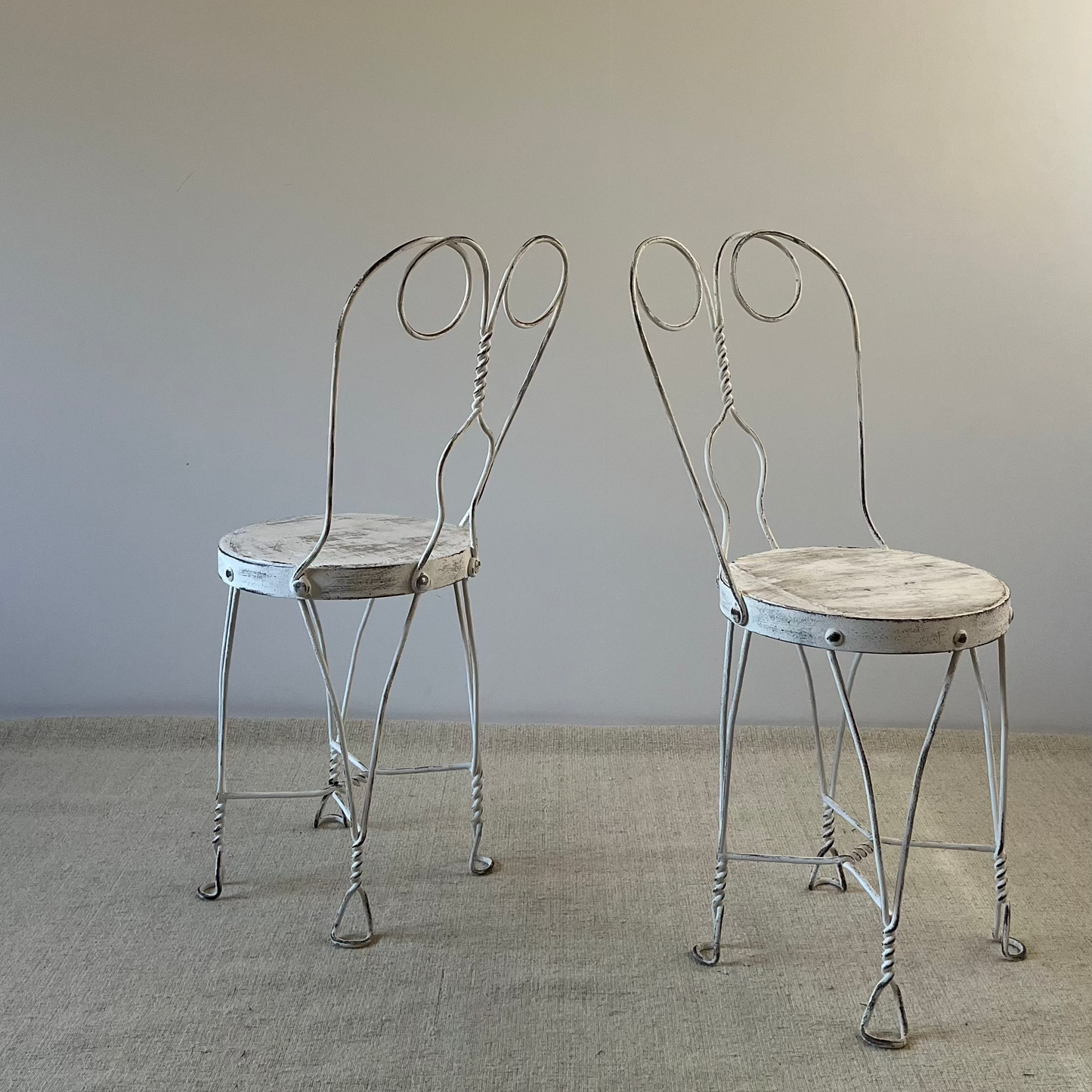 Pair of Mid-Century Painted Iron Bistro Chairs