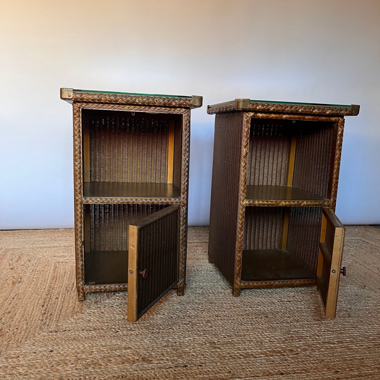 Pair of Mid-Century Woven Cabinets By Lloyd Loom