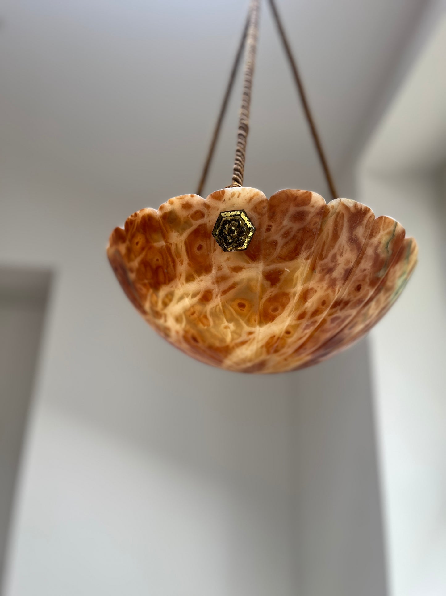 Art Deco Tortoiseshell Alabaster Plafonnier
