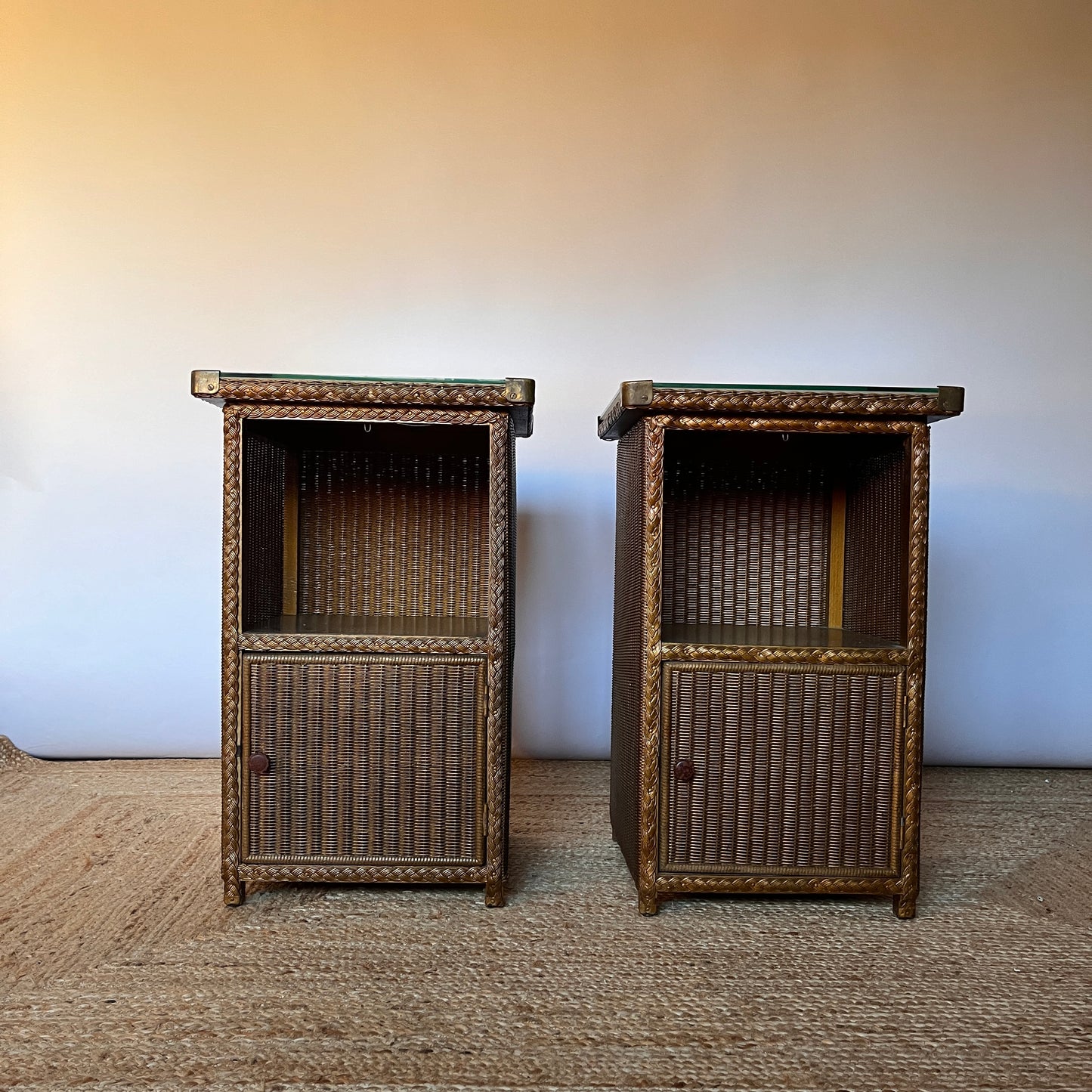 Pair of Mid-Century Woven Cabinets By Lloyd Loom