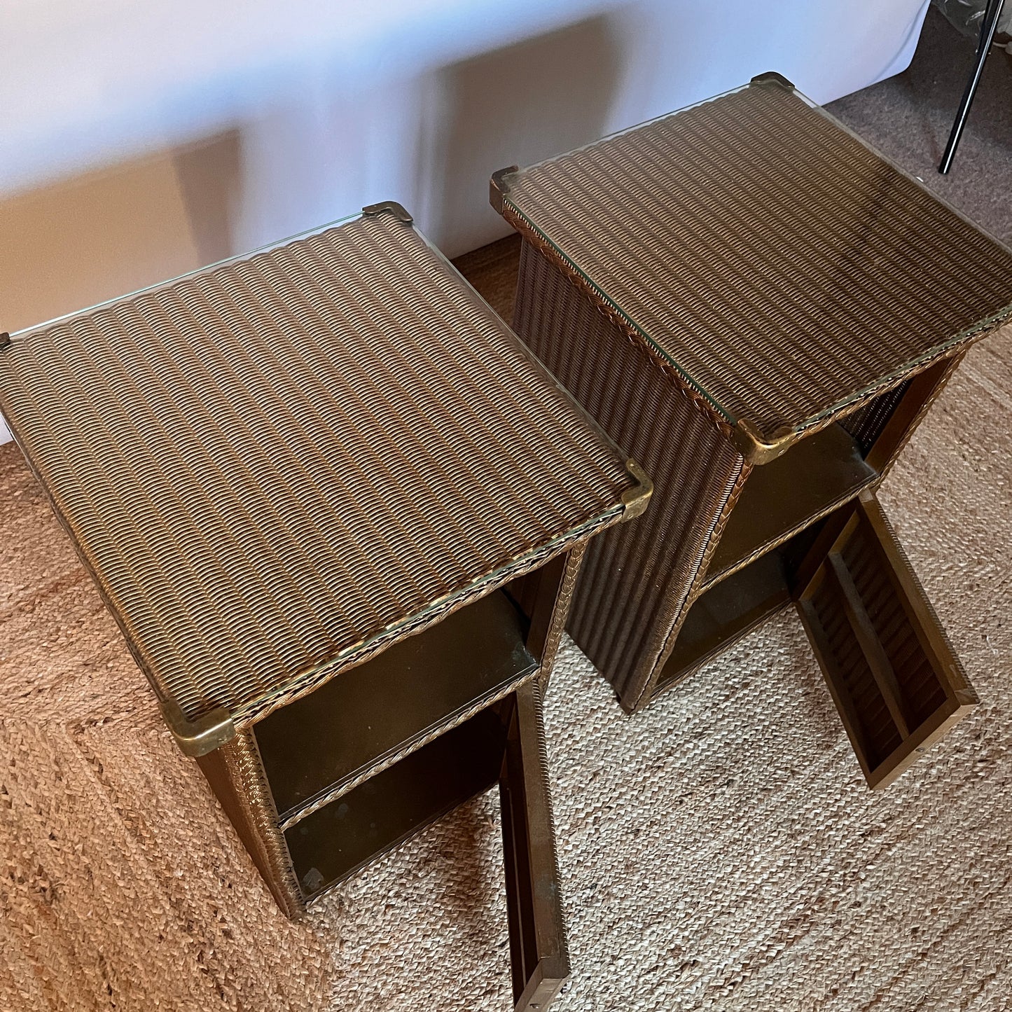 Pair of Mid-Century Woven Cabinets By Lloyd Loom