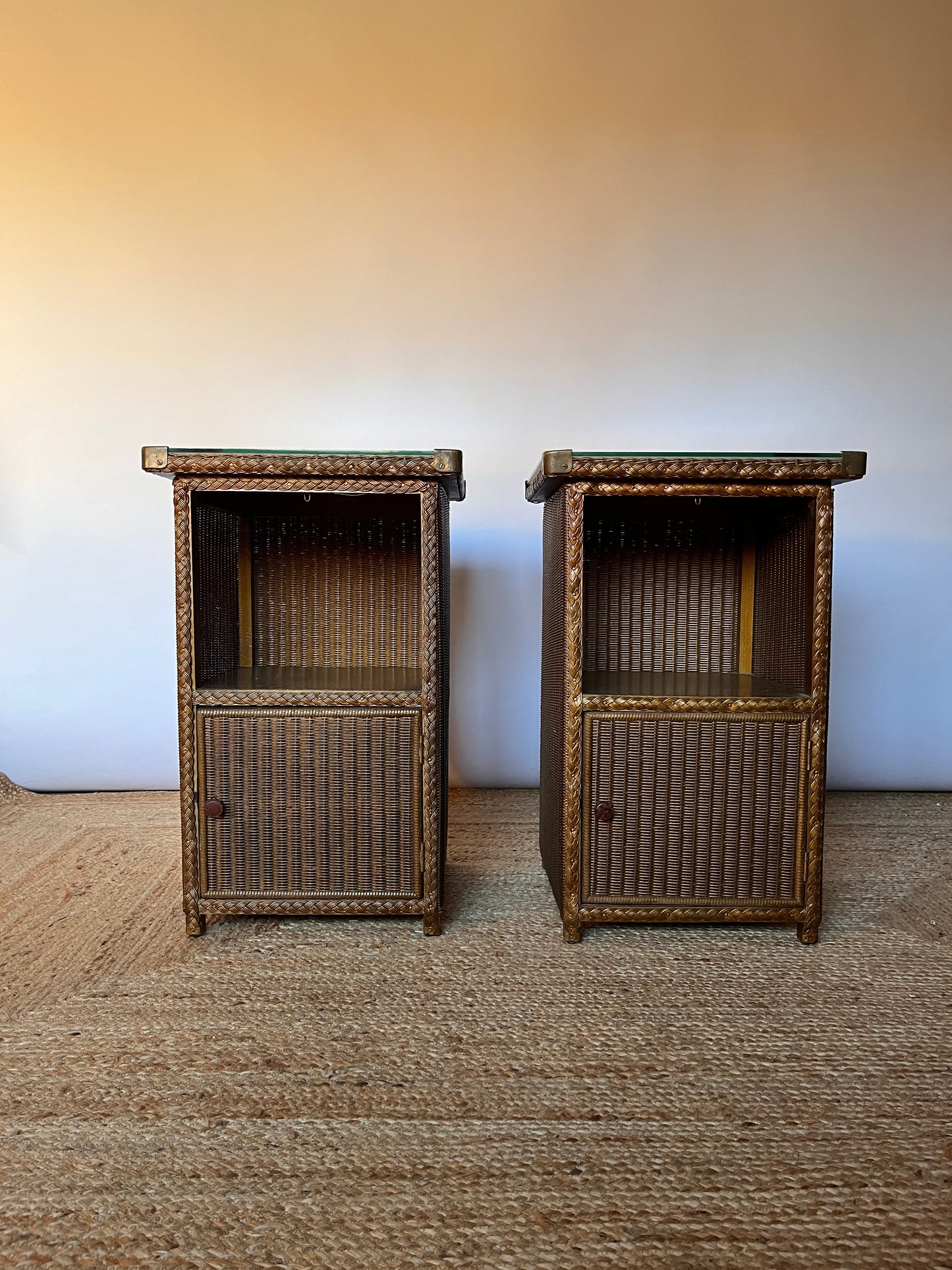 Pair of Mid-Century Woven Cabinets By Lloyd Loom