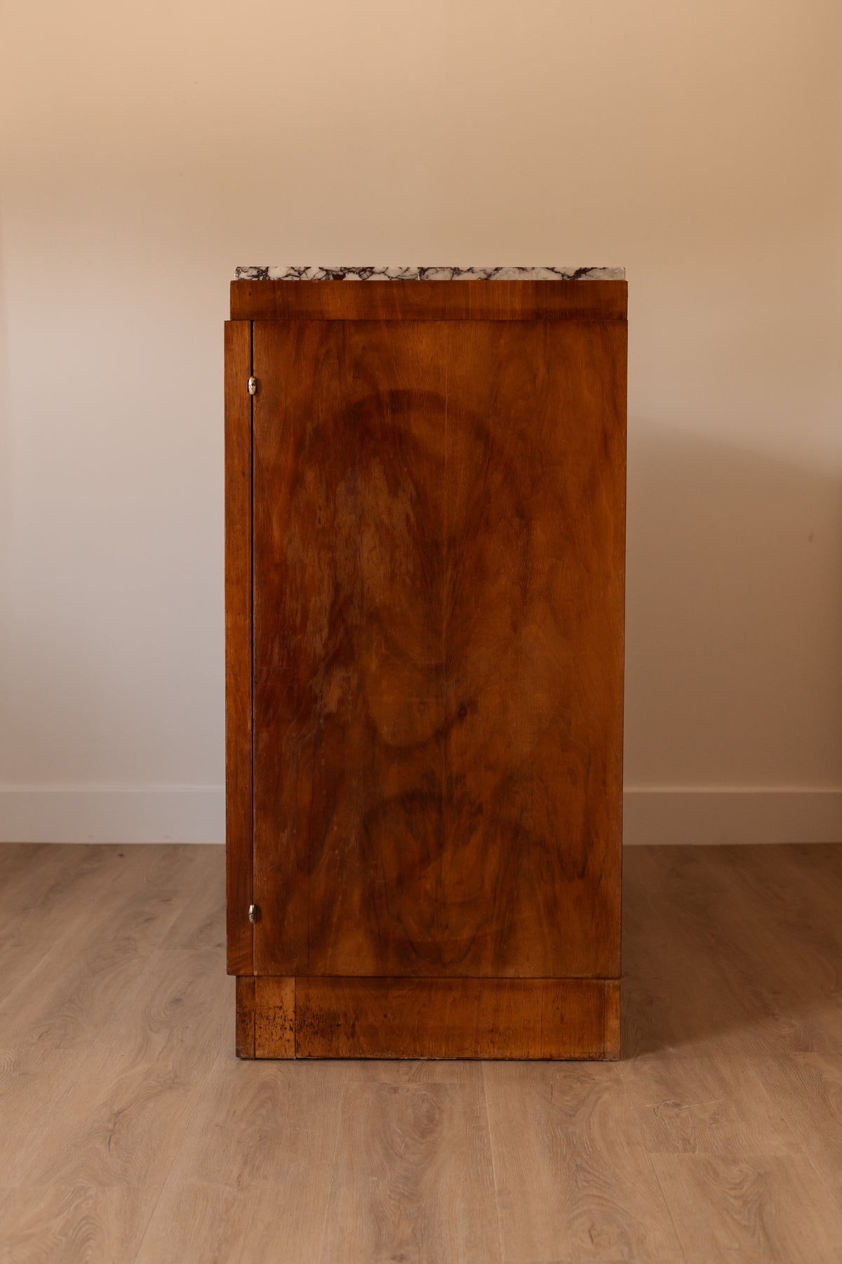 French Art Deco Walnut Sideboard with Marble Top