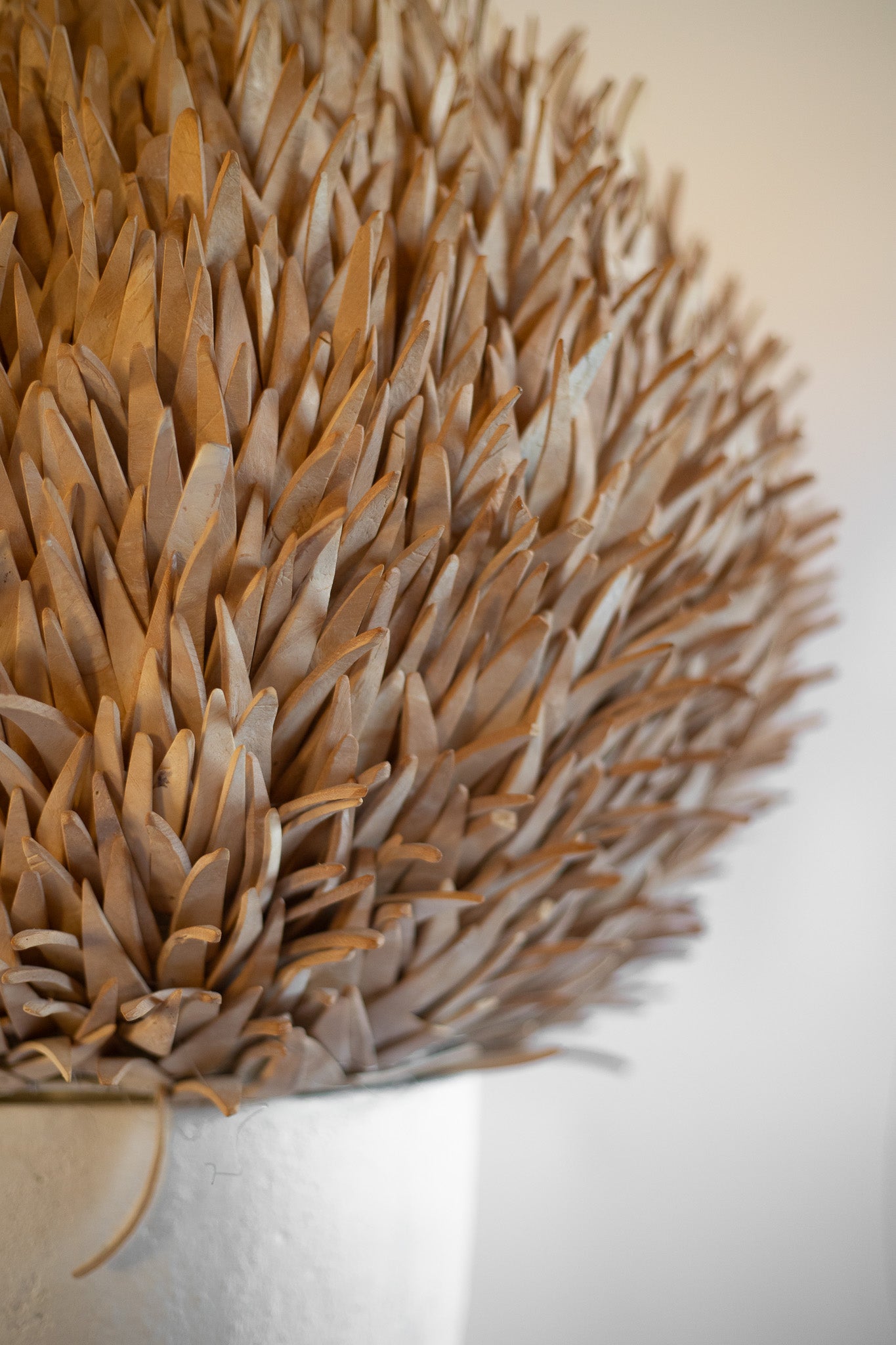 Vintage Plaster Floor Lamp With Coconut Shade