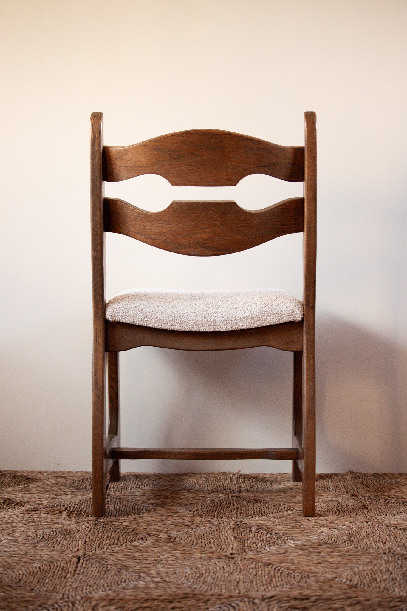 Set of Six Mid-Century French Oak “Razor Back” Dining Chairs