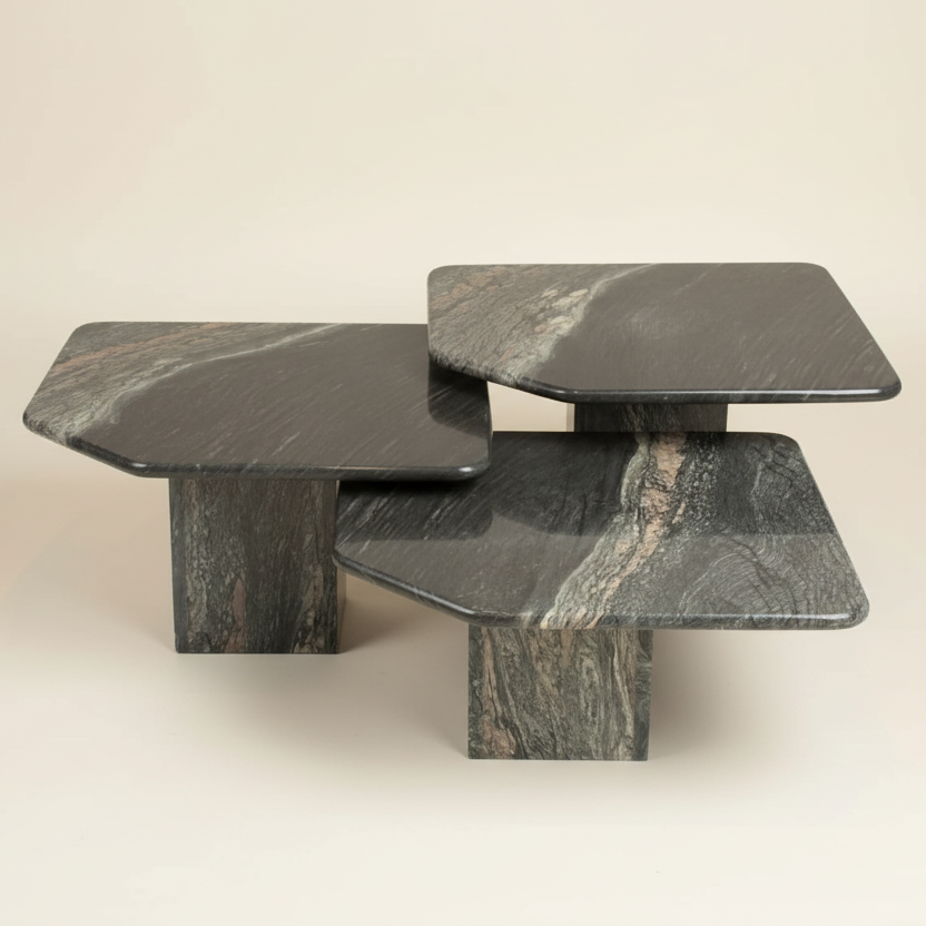 Vintage Trio of Italian Marble Coffee / Side Tables c.1970