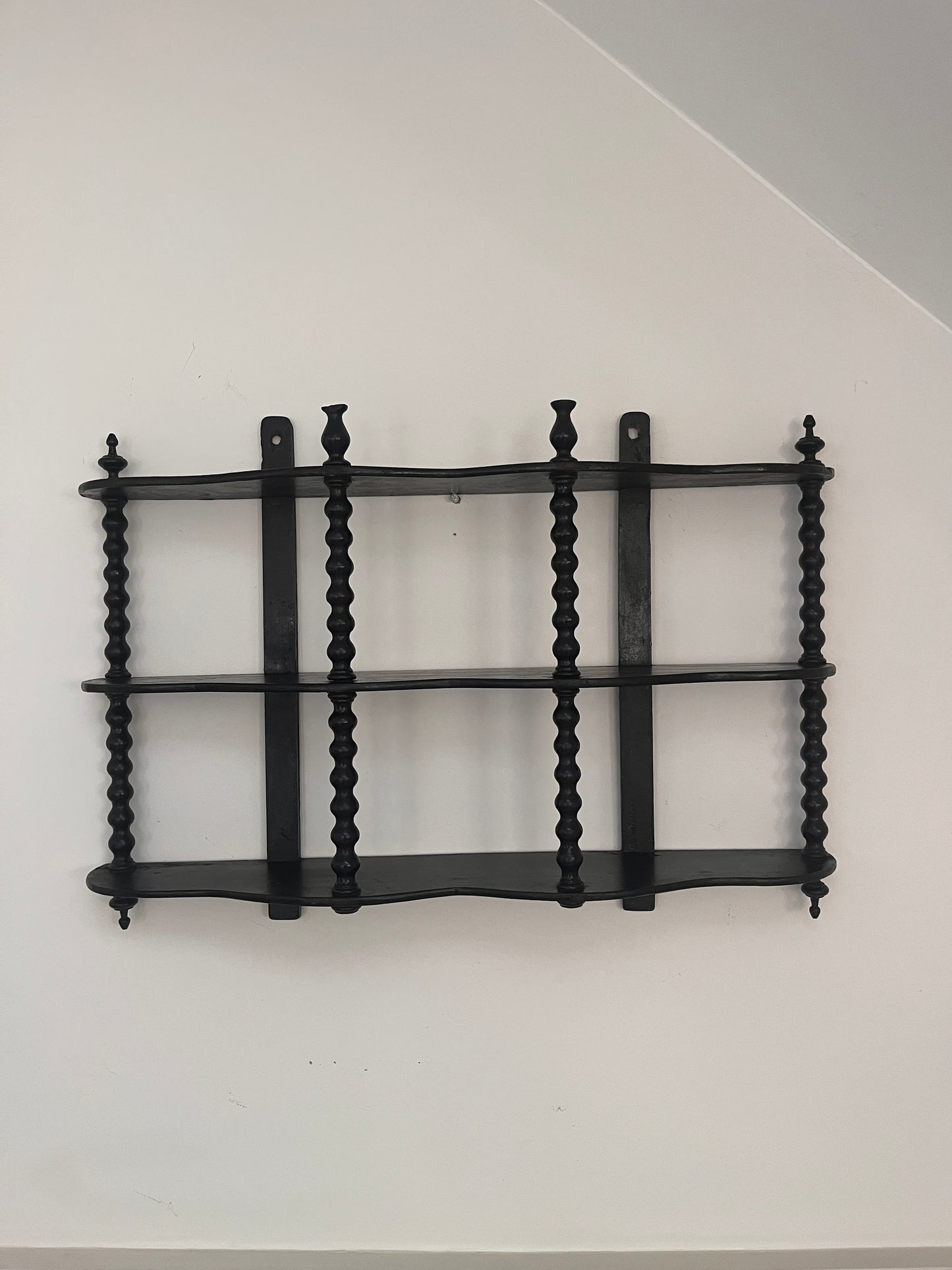 Ebonised Antique French Bobbin Shelves