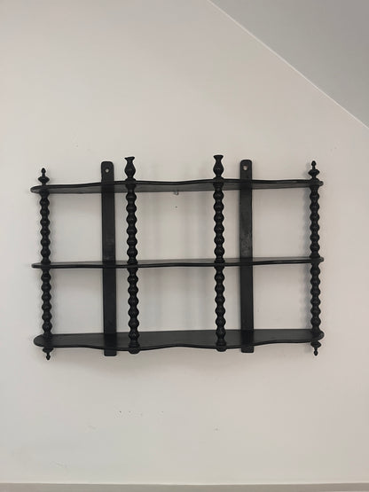 Ebonised Antique French Bobbin Shelves