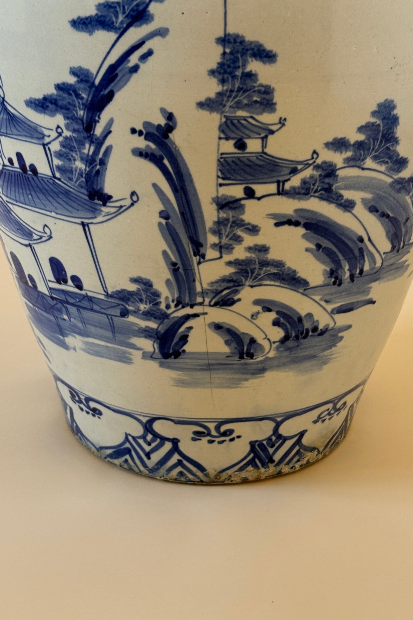 19th Century Chinese Blue & White Porcelain Jardinière