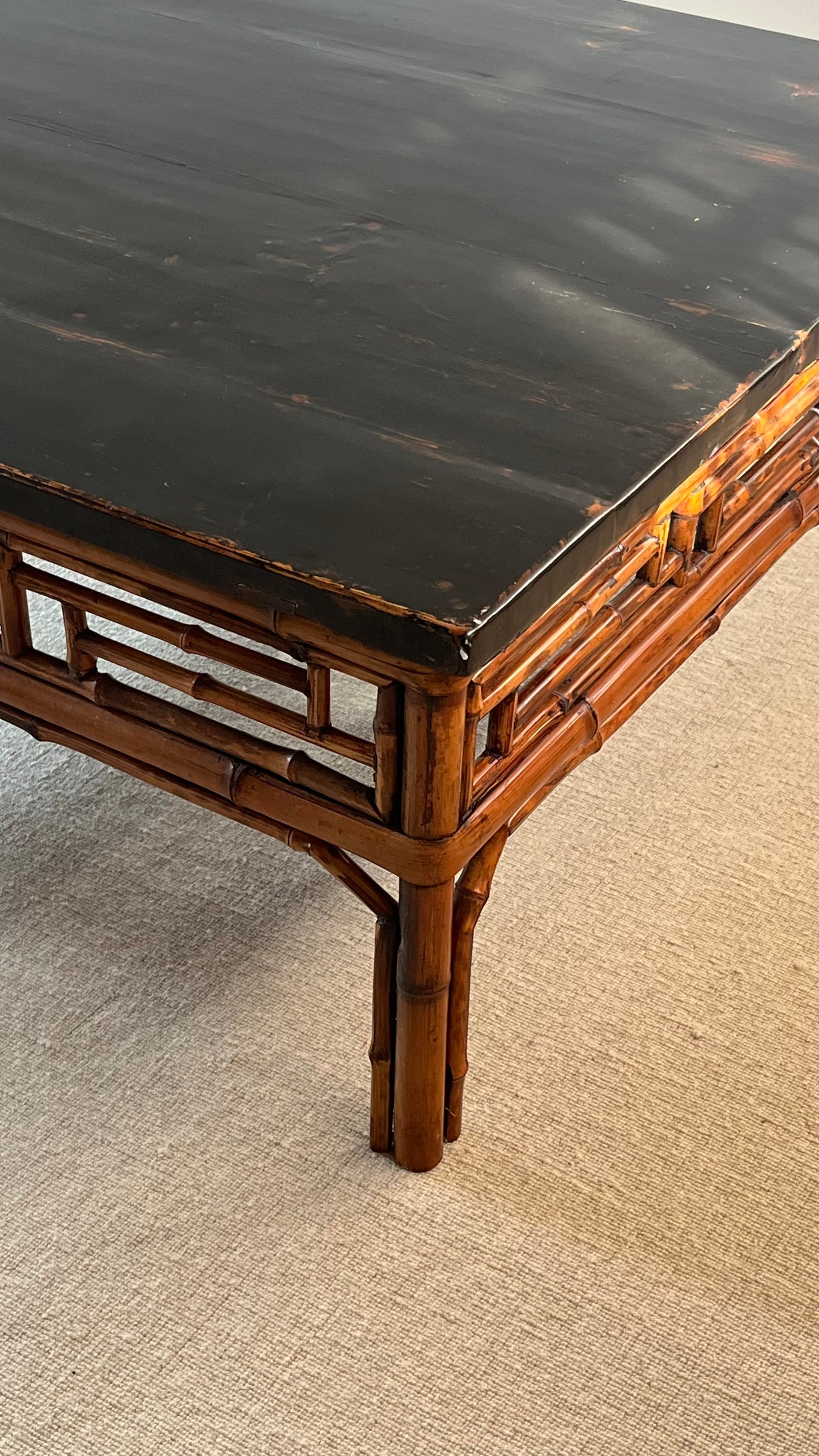 Mid-Century Lacquered Bamboo Coffee Table