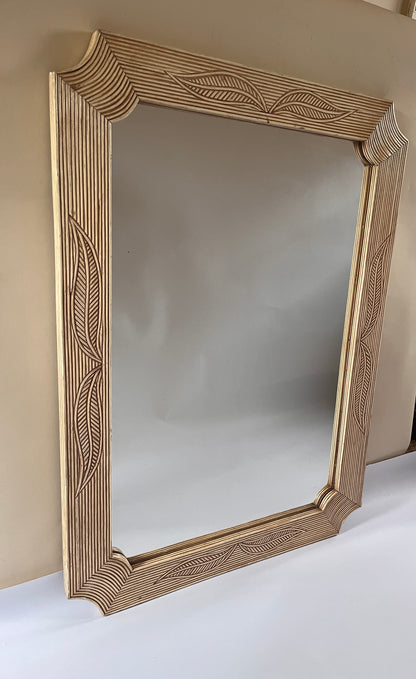 large pencil reed vintage bamboo mirror