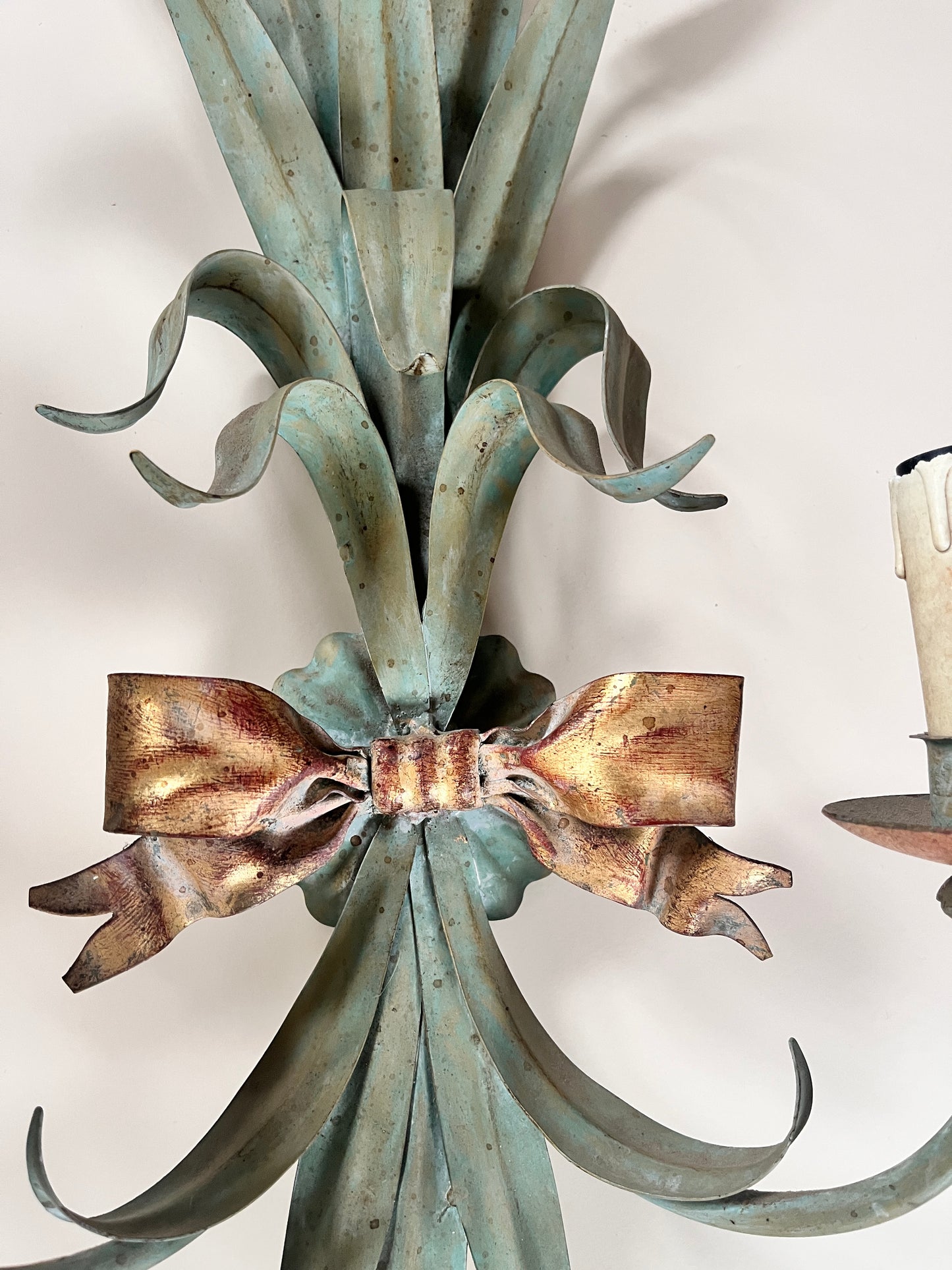 Large Mid-Century French Toleware Sconces (Pair)