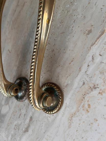 Antique Brass Door Handles with Rope Detail - Early 20th Century Pair