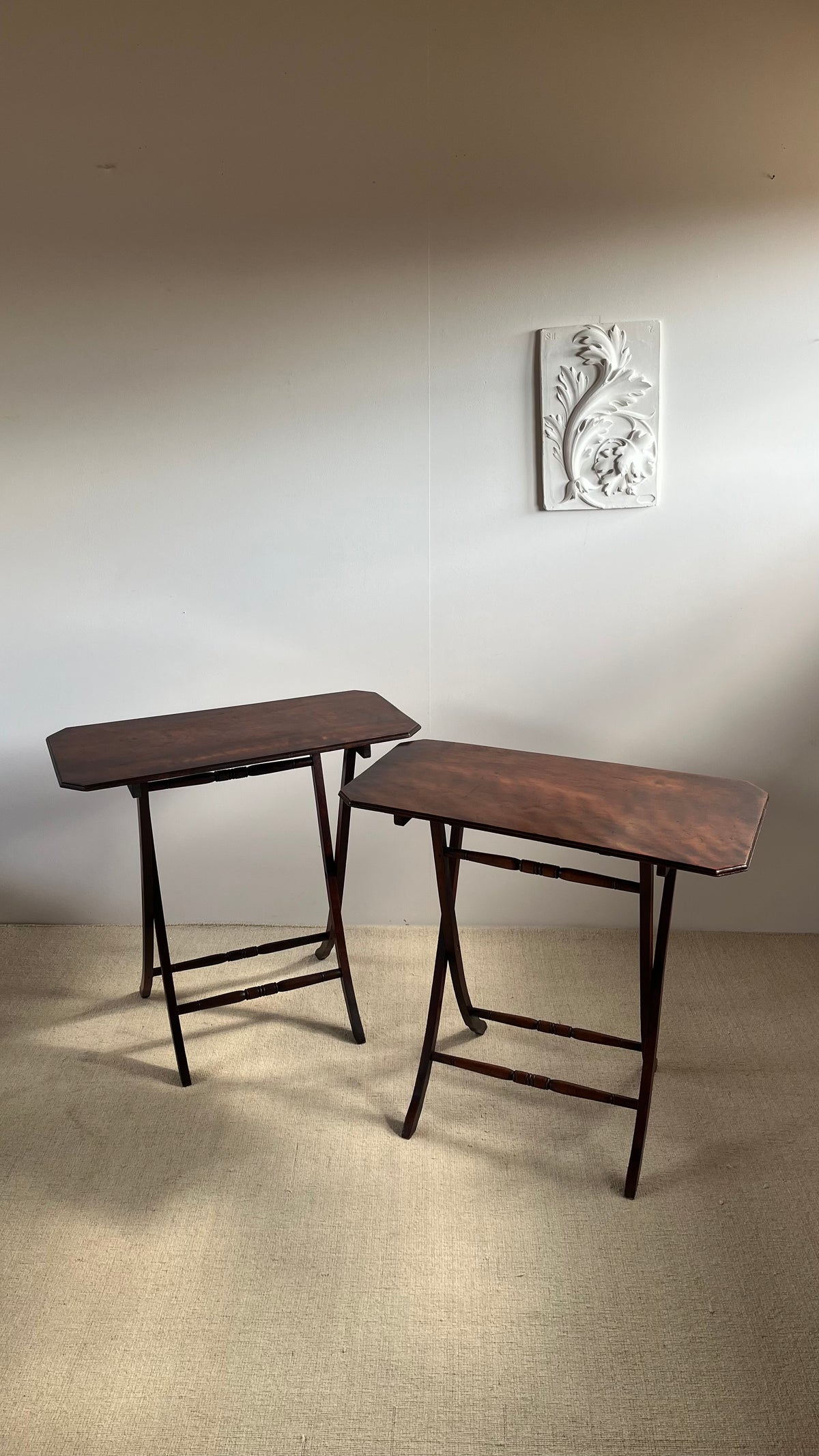 Pair of Edwardian Mahogany Folding Coaching Tables, c.1900