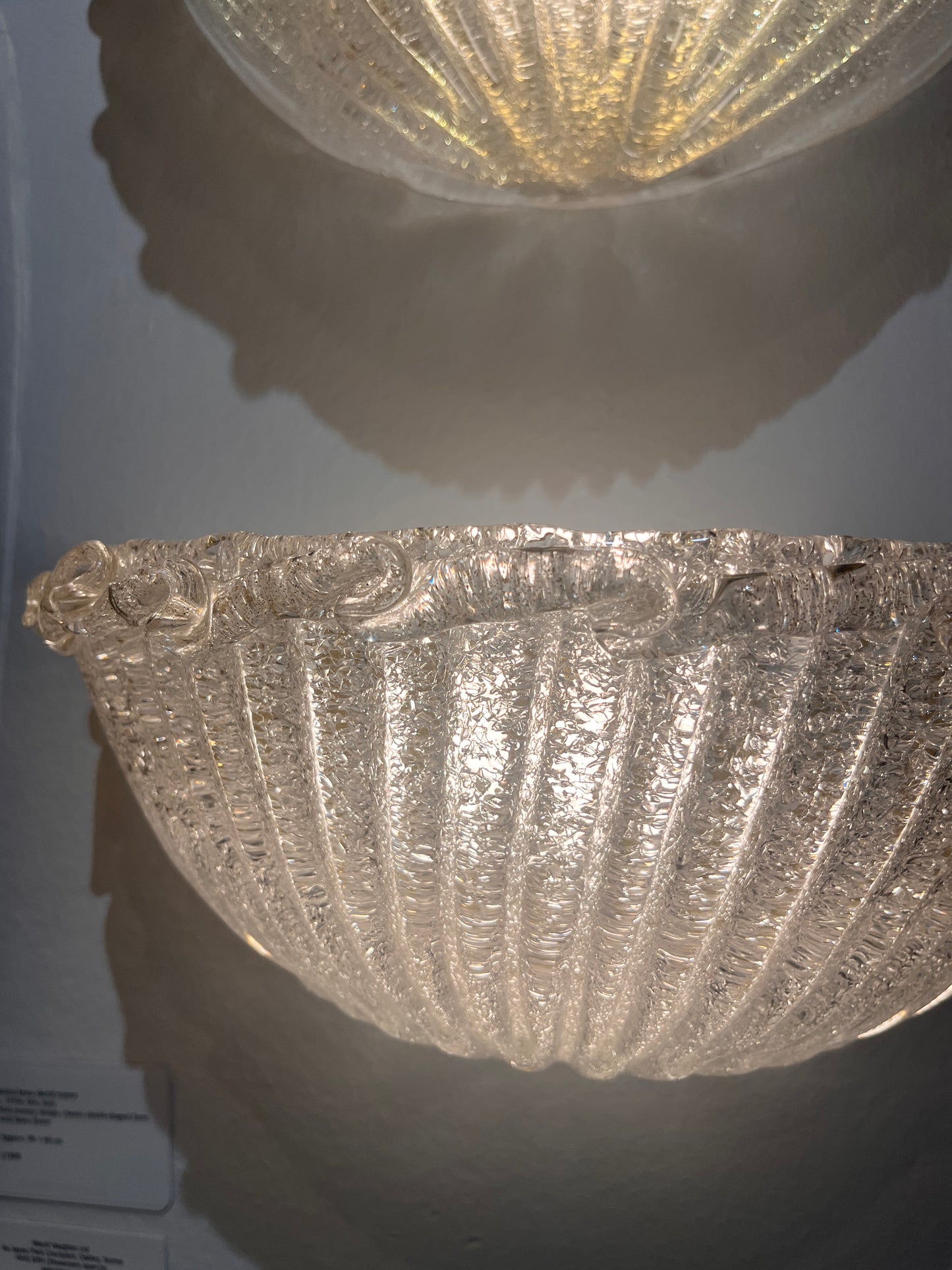 Large Pair of Murano 'Graniglia' Glass Scalloped Wall Lights