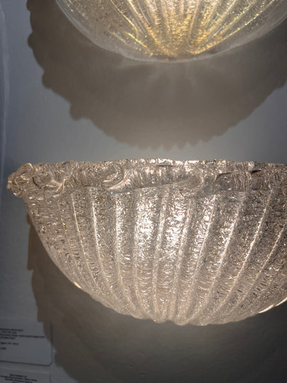 Large Pair of Murano 'Graniglia' Glass Scalloped Wall Lights